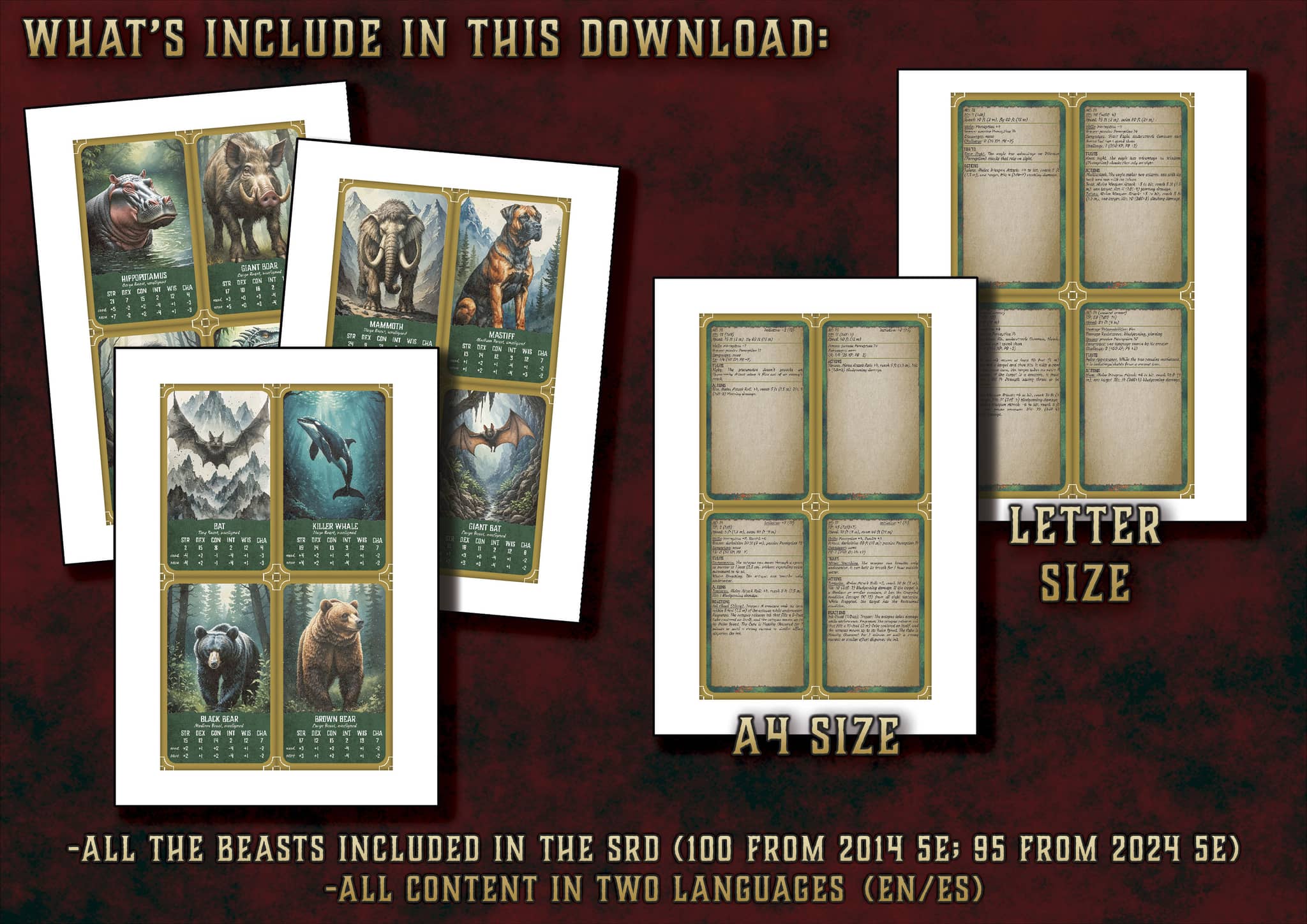 D&D 5E Wild Shape Cards (2014 & 2024) | Digital Download