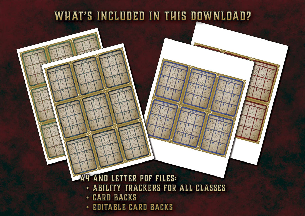 Producto digital Seguimiento Habilidades D&D 5E con archivos PDF editables para todas las clases