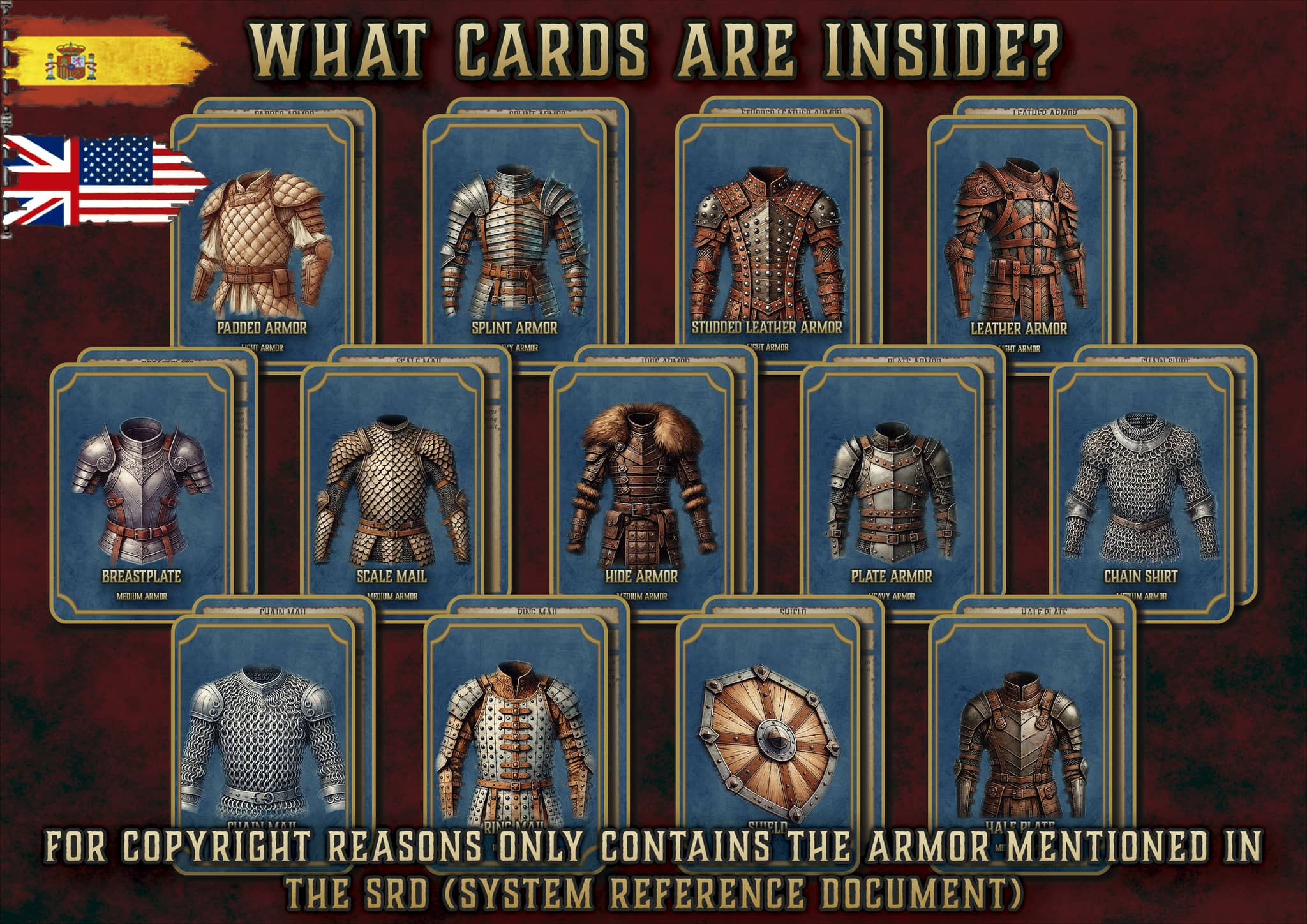 D&D 5E Armor Cards 5E (2014 & 2024) | Digital Download