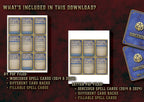 Cartas Conjuros Hechicero D&D 5E A4 y letter con diseño personalizable 2014 y 2024