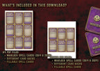 Producto digital Cartas Conjuros Brujo D&D 5E 2024 con diseños imprimibles y diferentes versiones