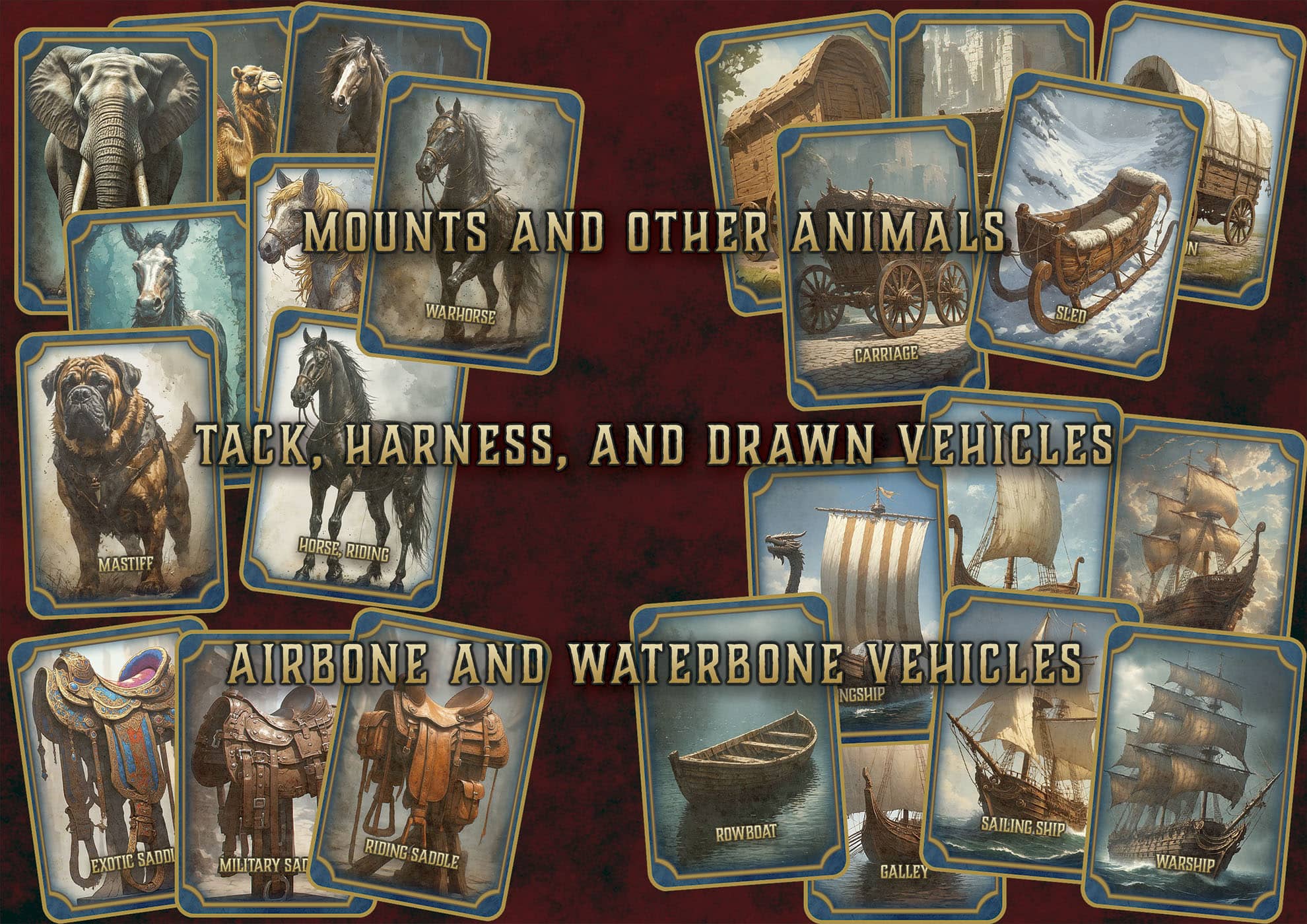 D&D 5E Mounts & Vehicles Cards (2014 & 2024) | Digital Download