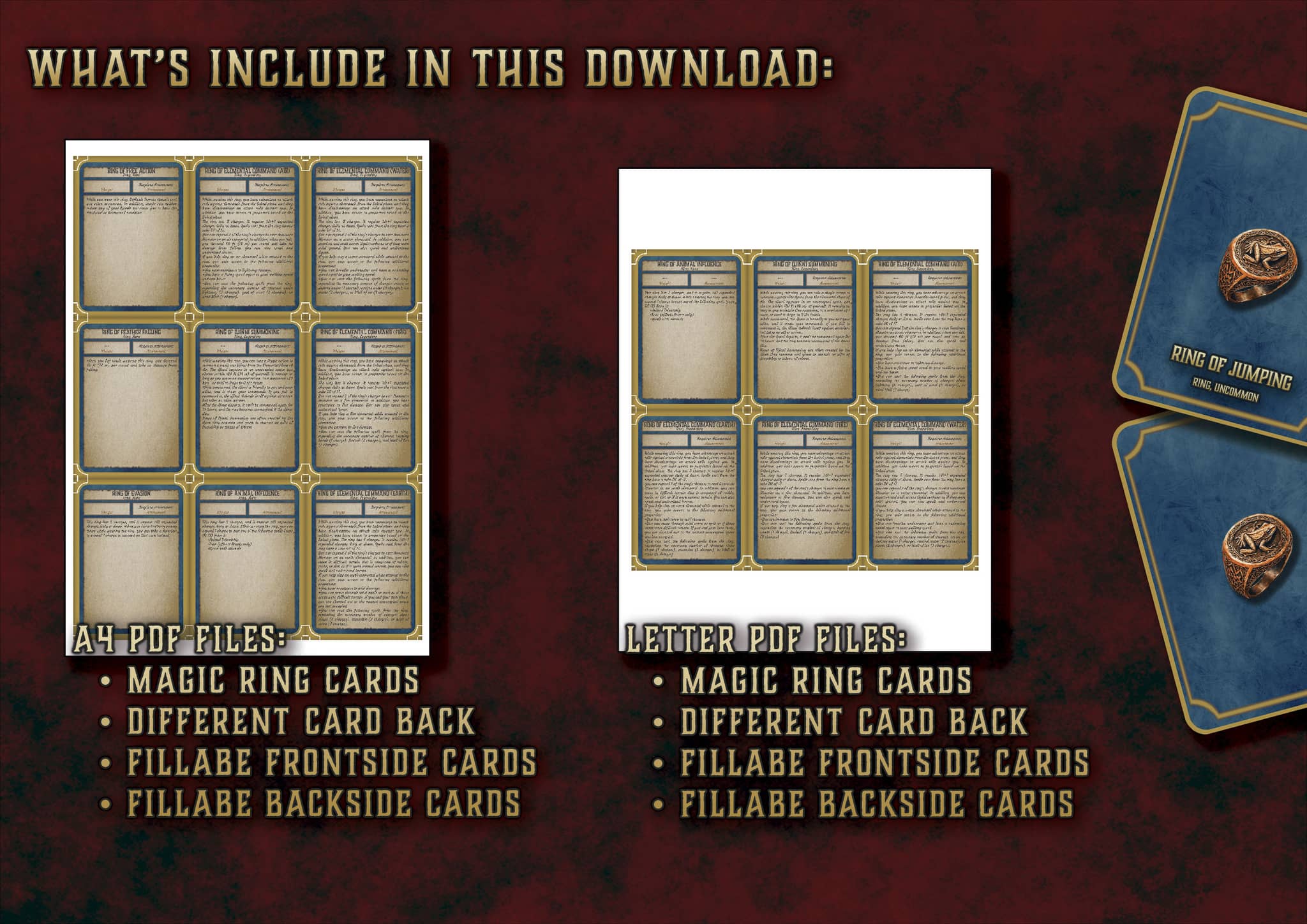 D&D 5E Magic Rings Cards (2014 & 2024) | Digital Download