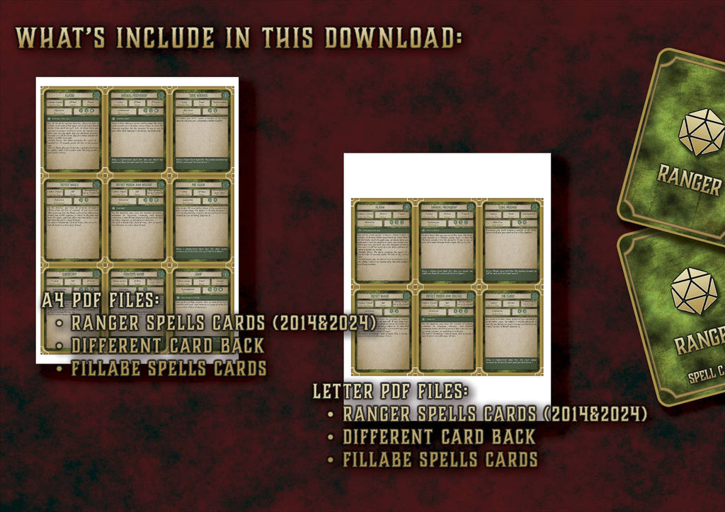 Cartas de Conjuros de Explorador D&D 5E (2014 y 2024) | Descarga Digital