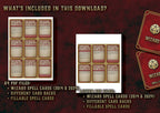 Cartas Conjuros Mago D&D 5E A4 y Carta en formato PDF 2014 y 2024