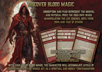 Producto digital Cibola Designs Discover Blood Magic portada con mago encapuchado y cartas de hechizos de sangre