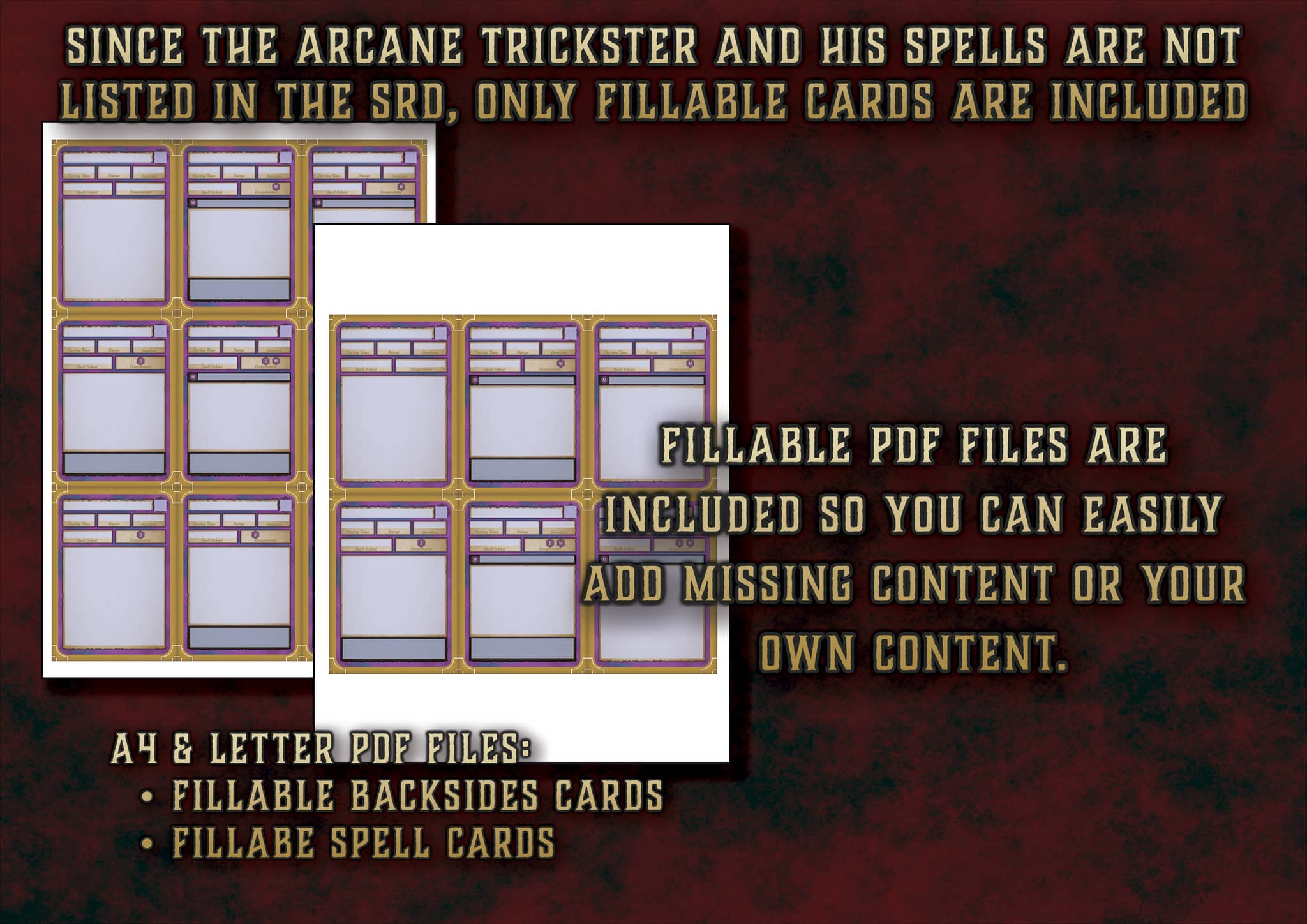 D&D 5E Arcane Trickster (Rogue) Spell Cards (2014 & 2024) | Digital Download