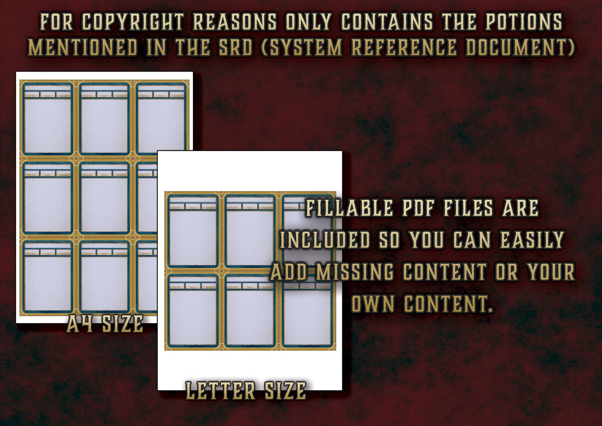 D&D 5E Potions Cards (2014 & 2024) | Digital Download