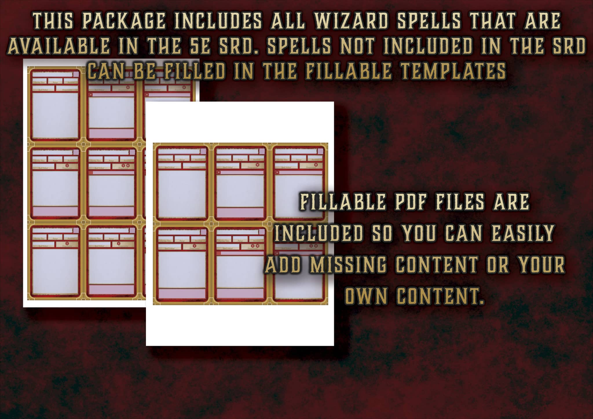 Cartas de Conjuros de Mago D&D 5E (2014 y 2024) | Descarga Digital