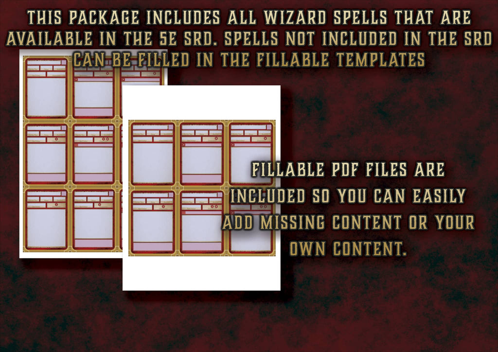 Cartas Ilustradas de Conjuros de Mago D&D 5E (2014 y 2024) | Descarga Digital