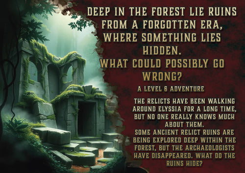 Producto digital Cibola Designs portada de ruinas en bosque misterioso para aventura de rol