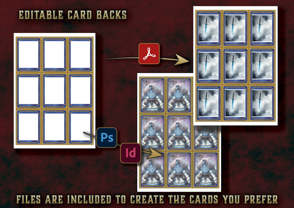 Producto digital Cartas Ilustradas Conjuros Hechicero D&D 5E 2023 con diseños editables