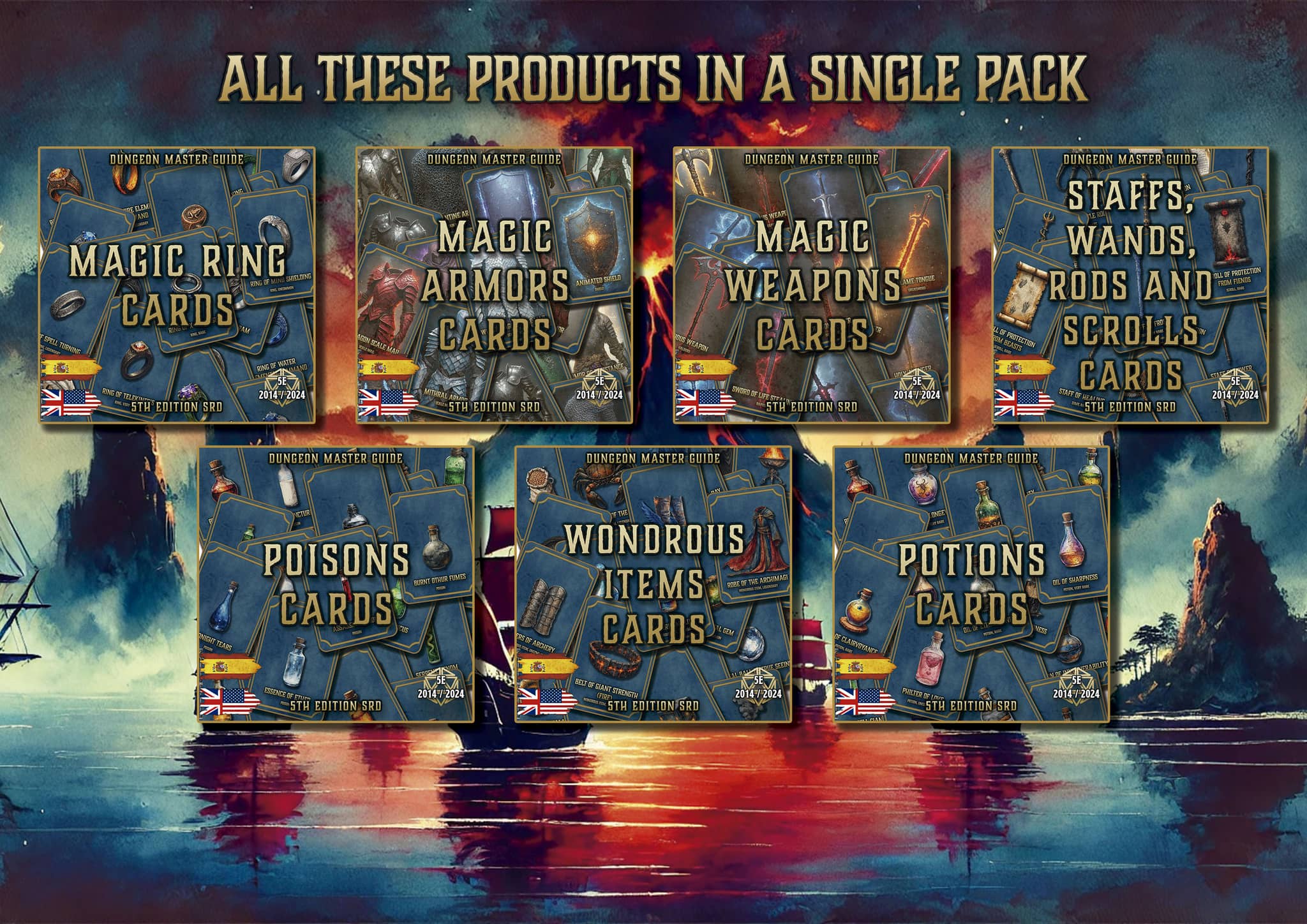 D&D 5E Dungeon Master Guide Cards Bundle (2014 & 2024) | Digital Download