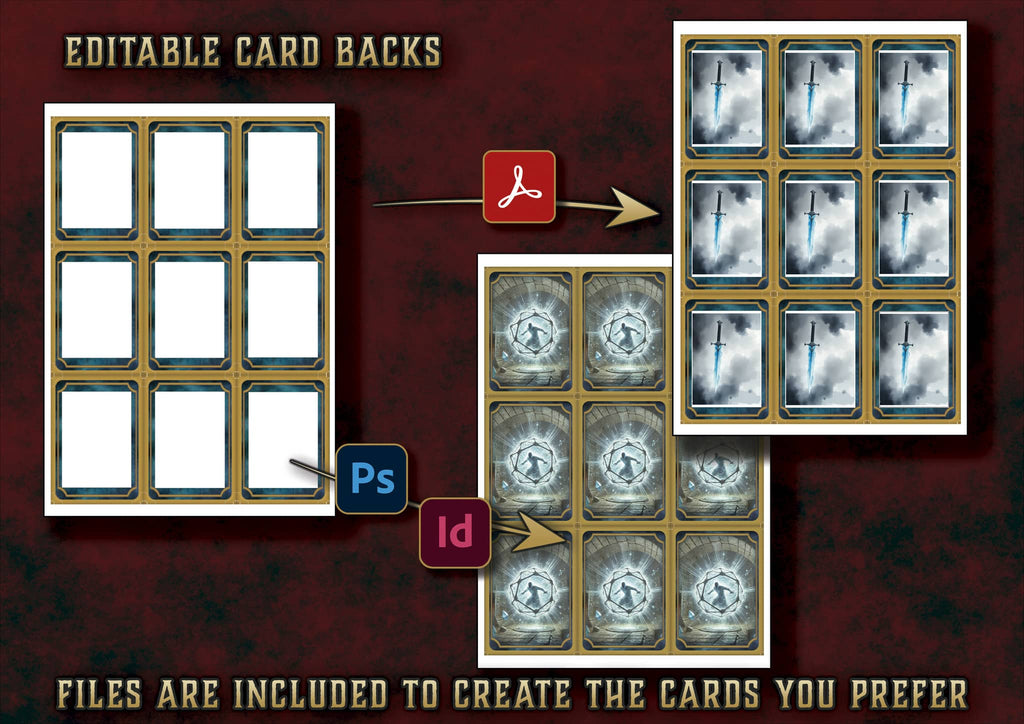 Producto digital cartas ilustradas conjuros bardo D&D 5E editable con archivos para personalizar