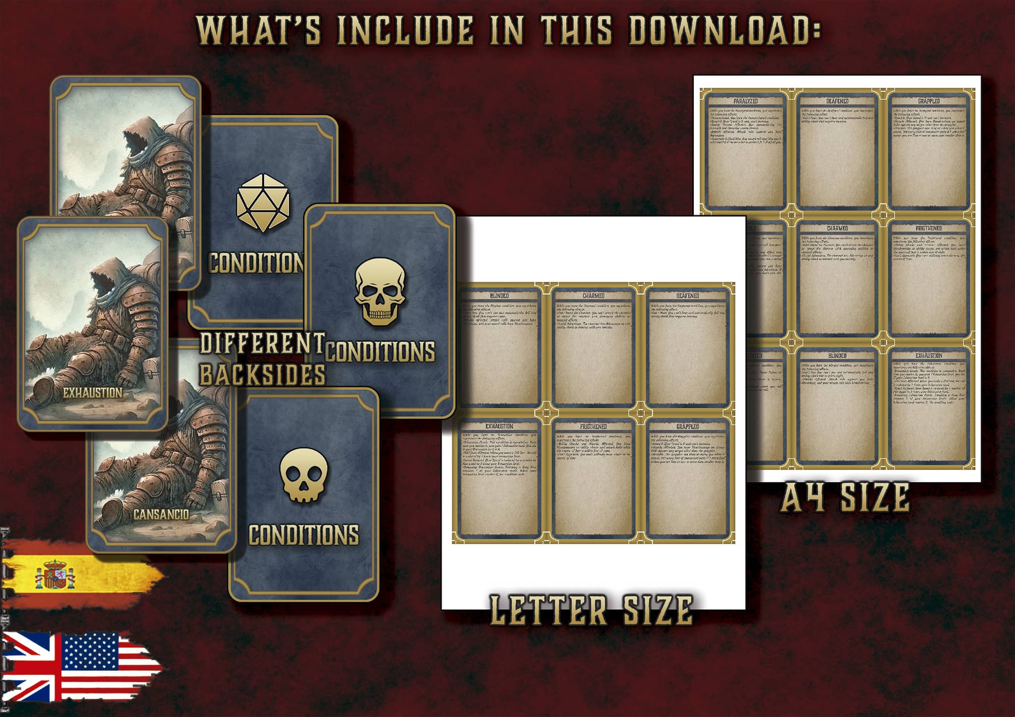 D&D 5E Illustrated Condition Cards (2014 & 2024) | Digital Download