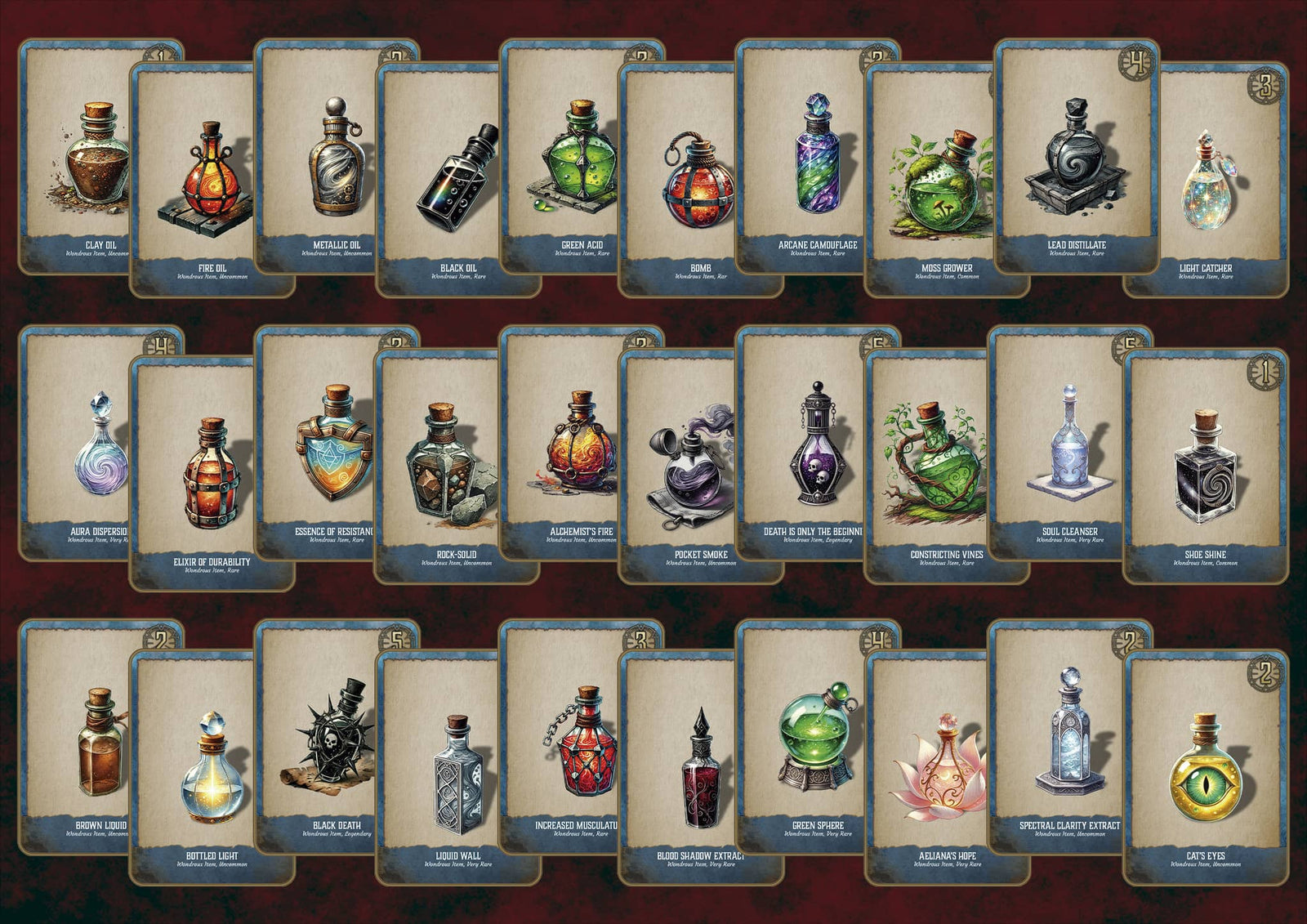 Illustrated alchemy cards for D&D 5E
