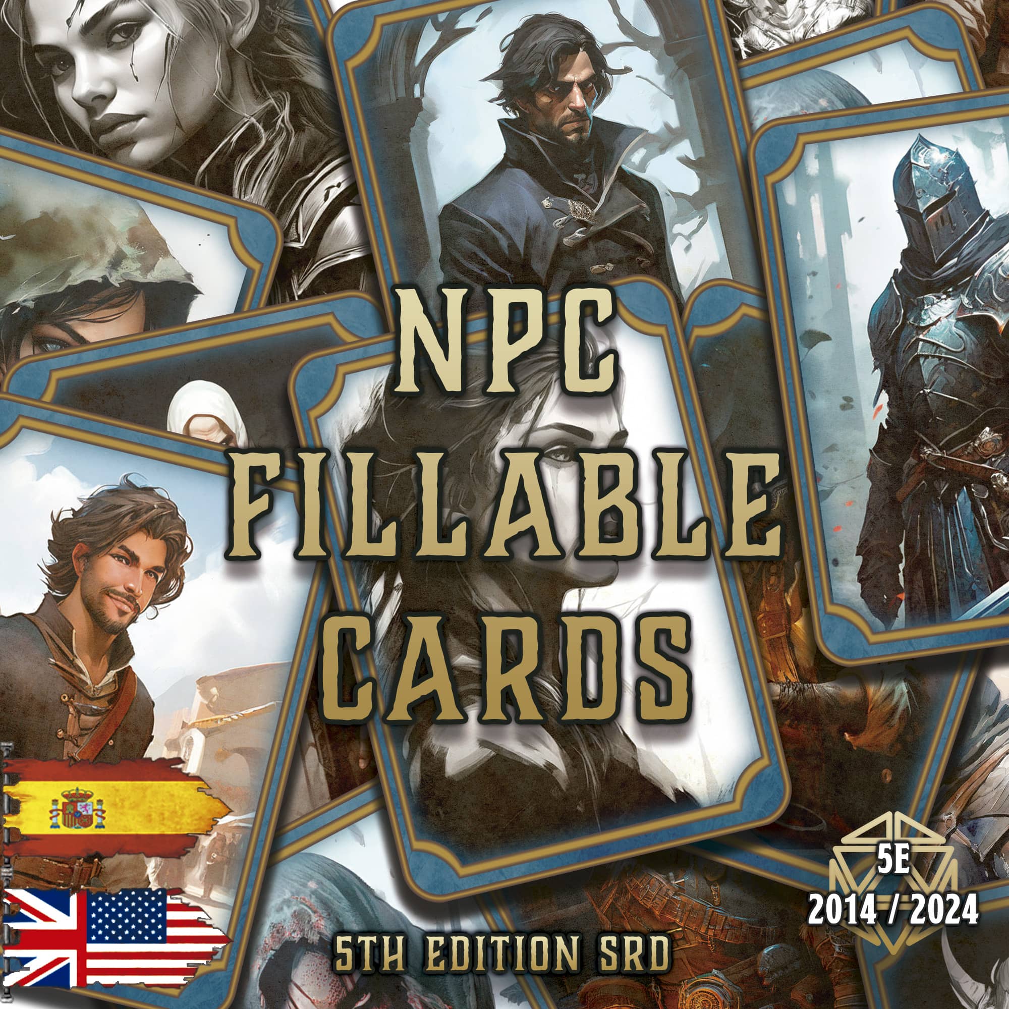 D&D 5E NPC Editable Cards (2014 & 2024) | Digital Download