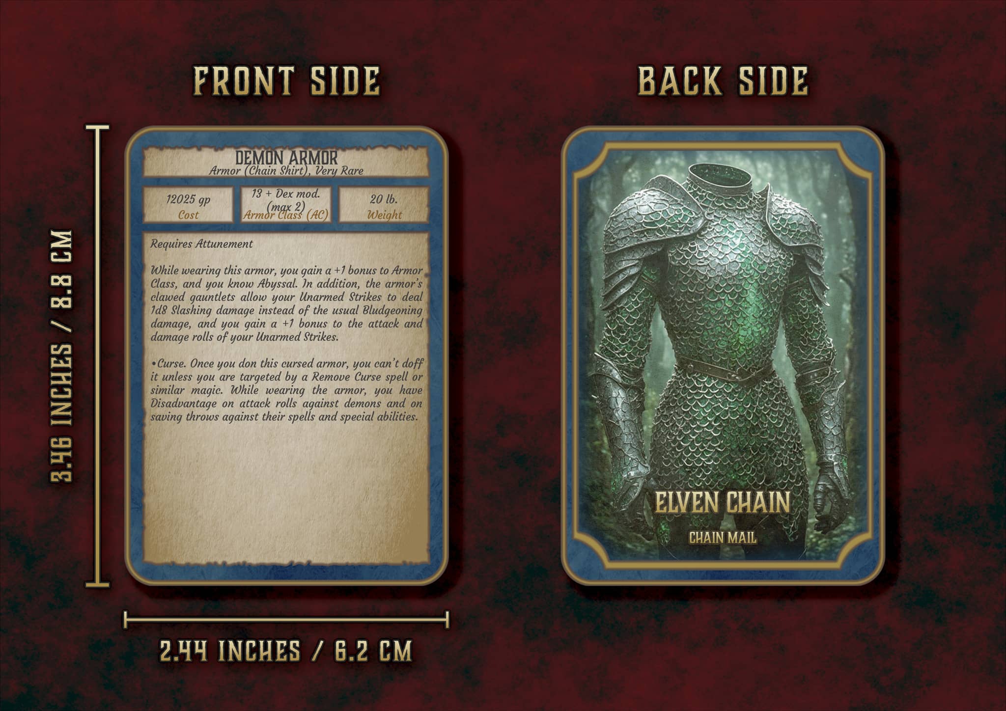 Producto digital Armaduras Mágicas D&D 5E con diseño de armaduras en formato de carta