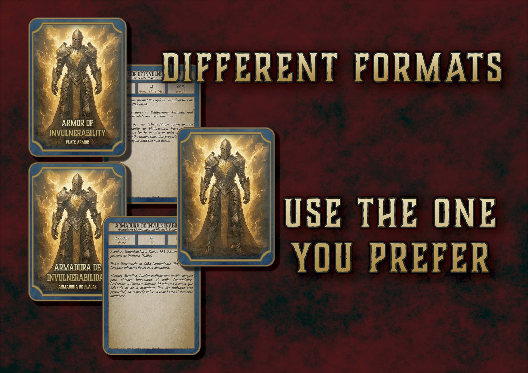 Armaduras Mágicas D&D 5E formato digital con cartas y hojas de personaje 2023