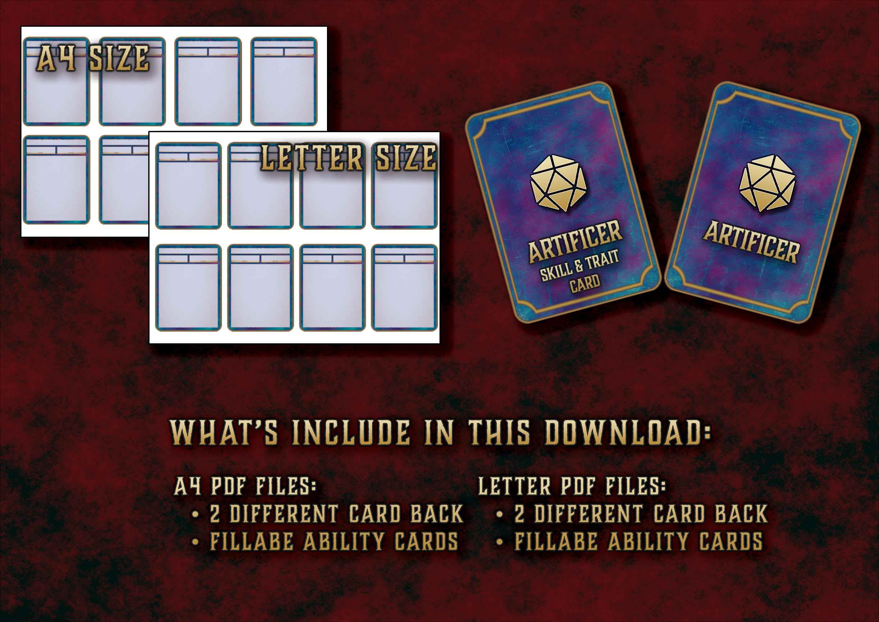 Cartas De Rasgos Y Habilidades DnD 5E Artifice 2014 Y 2024 Imprimible Digital