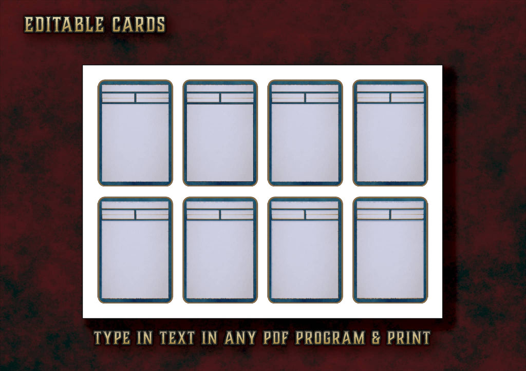 Tarjetas editables para Equipo de Aventureros que se pueden personalizar y imprimir desde cualquier programa PDF