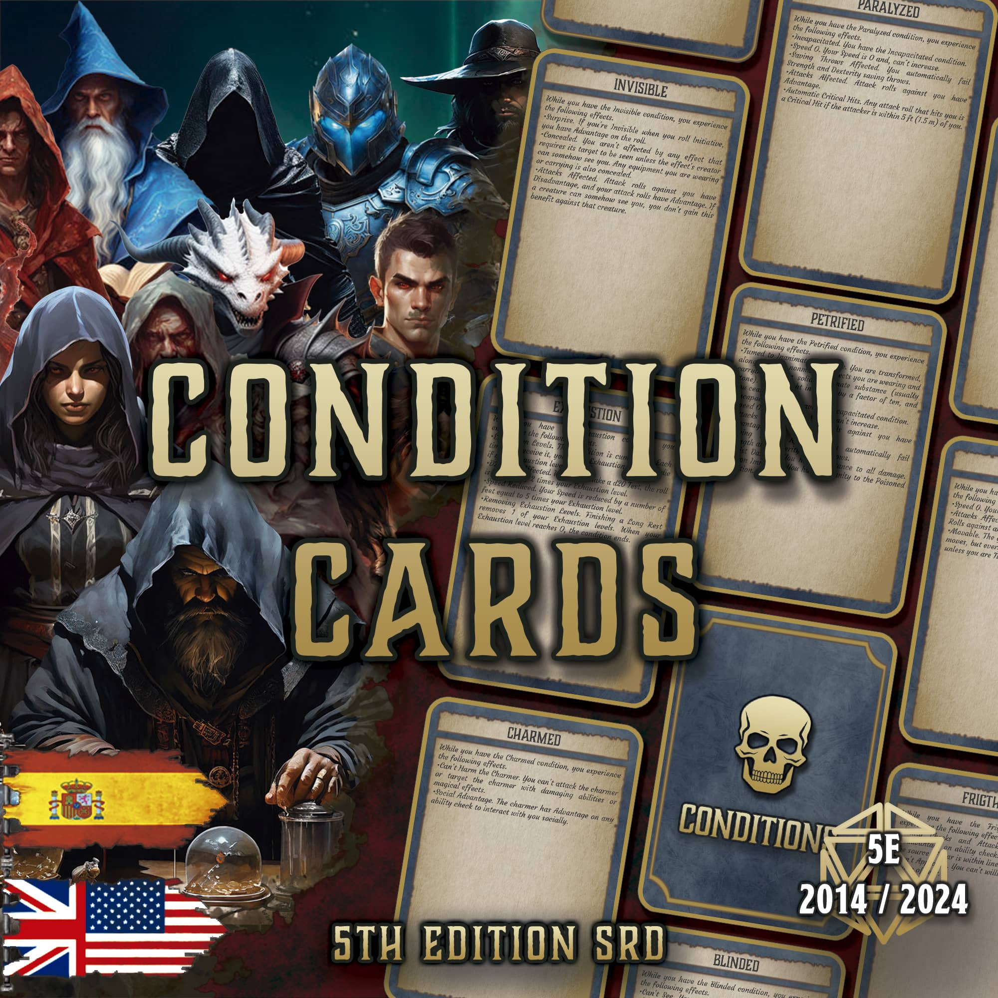 Cartas Condiciones digital para D&D 5E, herramienta esencial para mejorar el juego