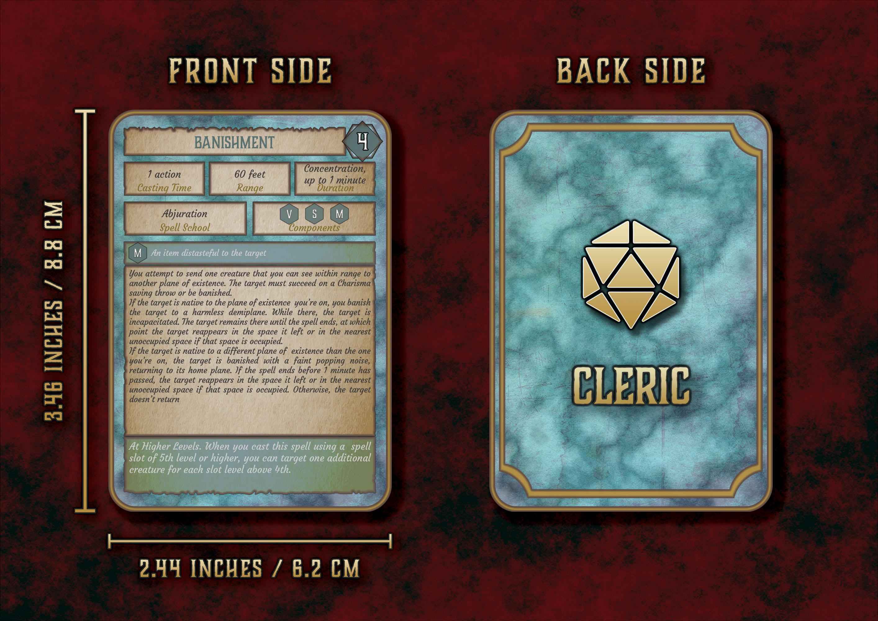 Cartas De Conjuros DnD 5E Clerigo 2014 Y 2024 Imprimible Digital