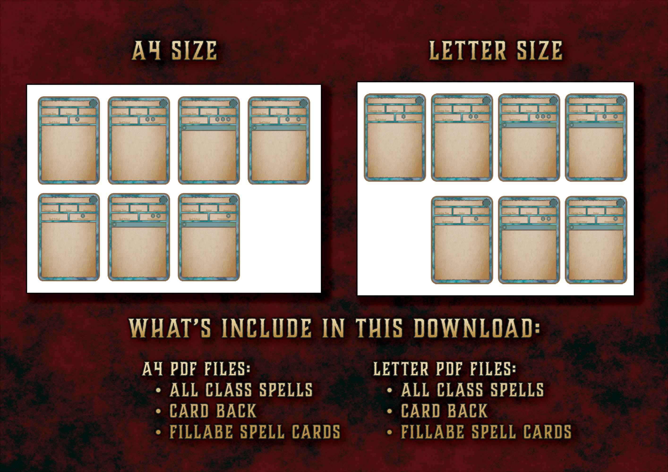 Cartas De Conjuros DnD 5E Clerigo 2014 Y 2024 Imprimible Digital