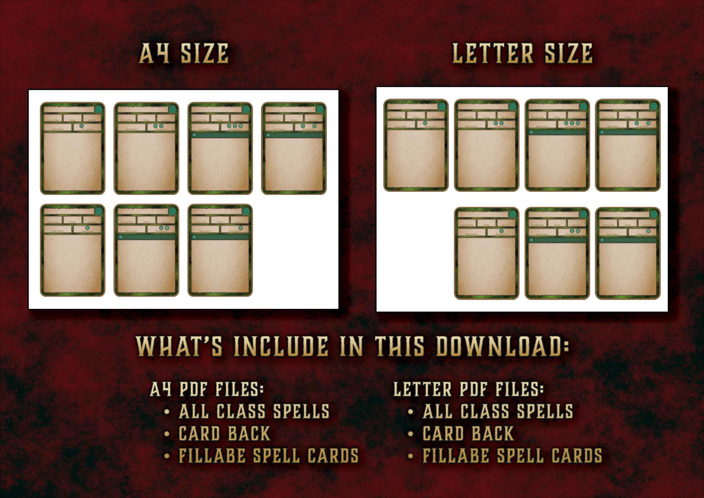 Cartas De Conjuros DnD 5E Explorador 2014 Y 2024 Imprimible Digital