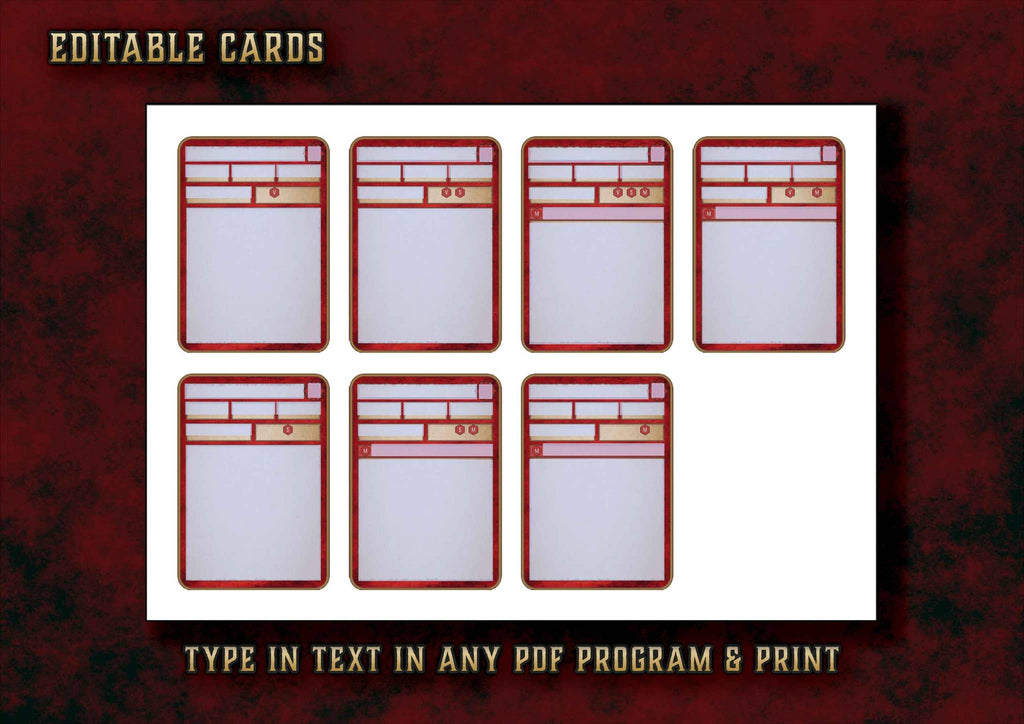 Cartas Conjuros DnD Mago Imprimible Digital, tarjetas editables listas para personalizar e imprimir