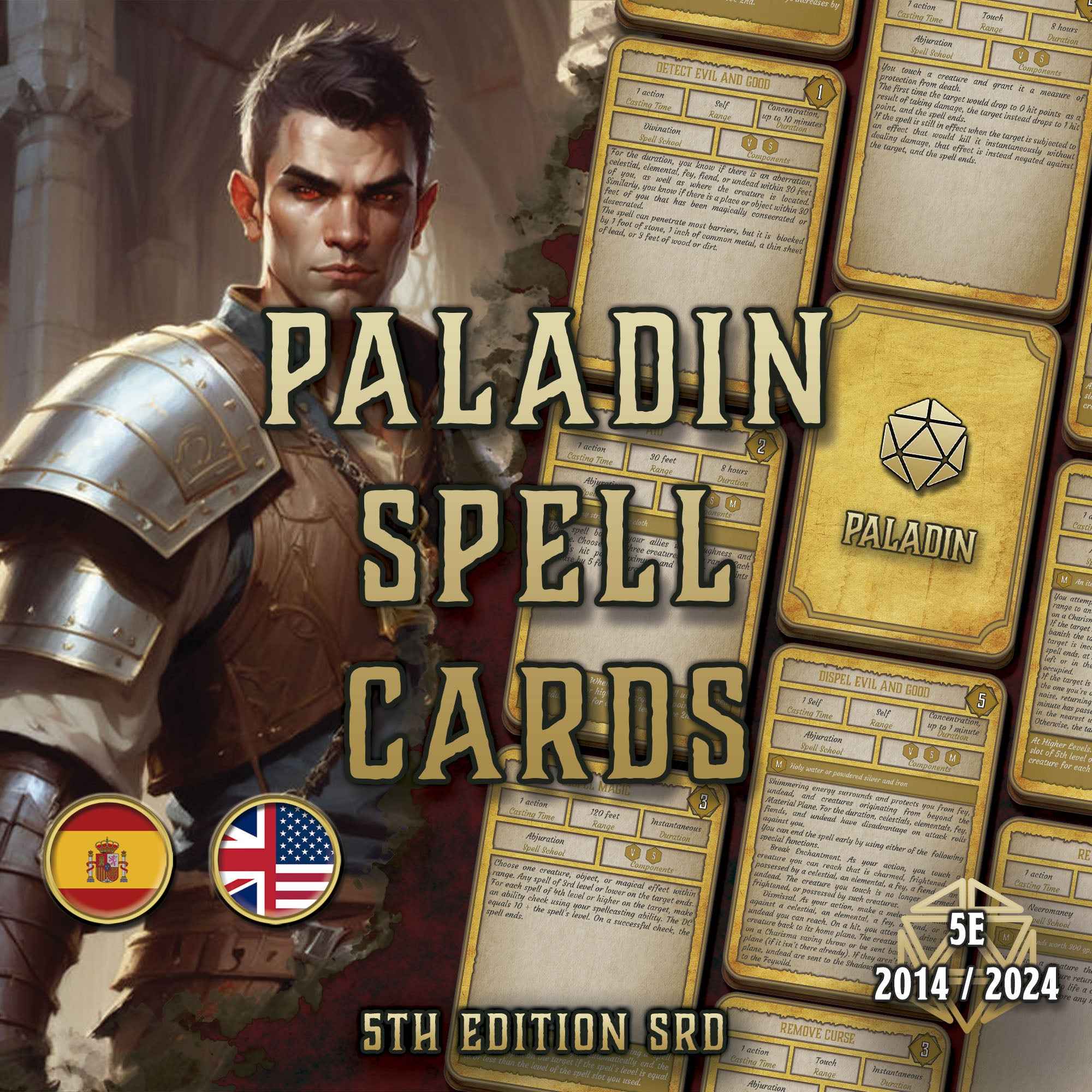 Cartas De Conjuros DnD 5E Paladin 2014 Y 2024 Imprimible Digital