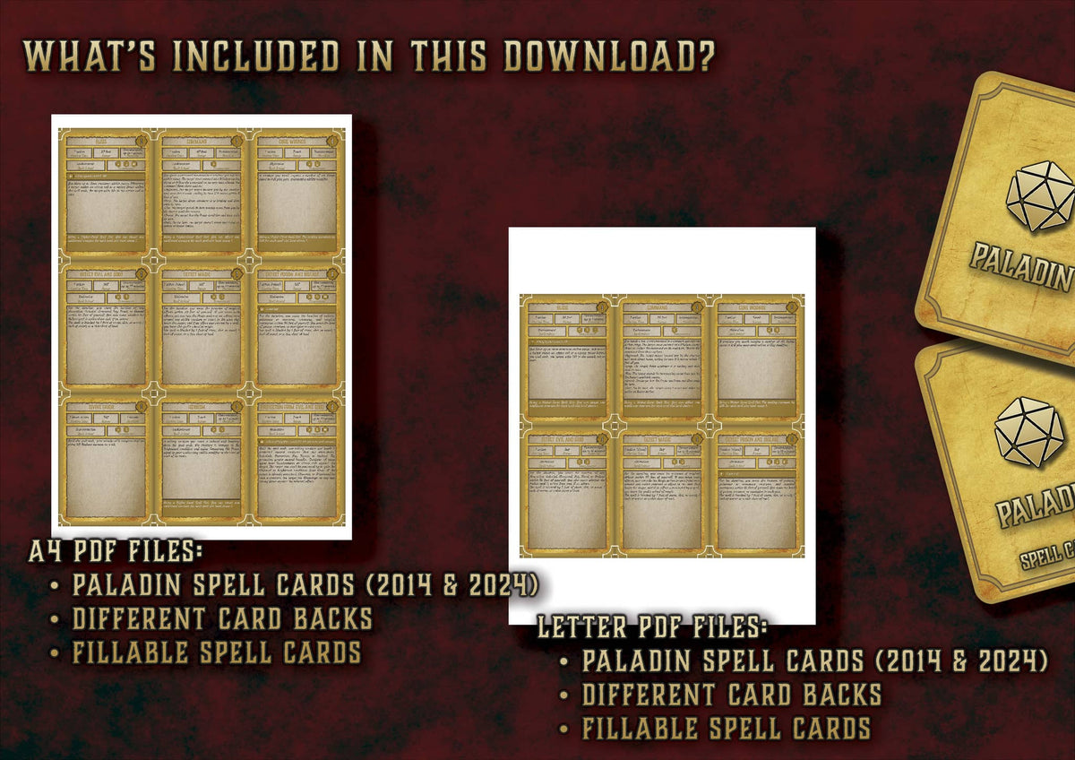 Cartas Conjuros Paladin D&D 5E con diseños para imprimir en 2024