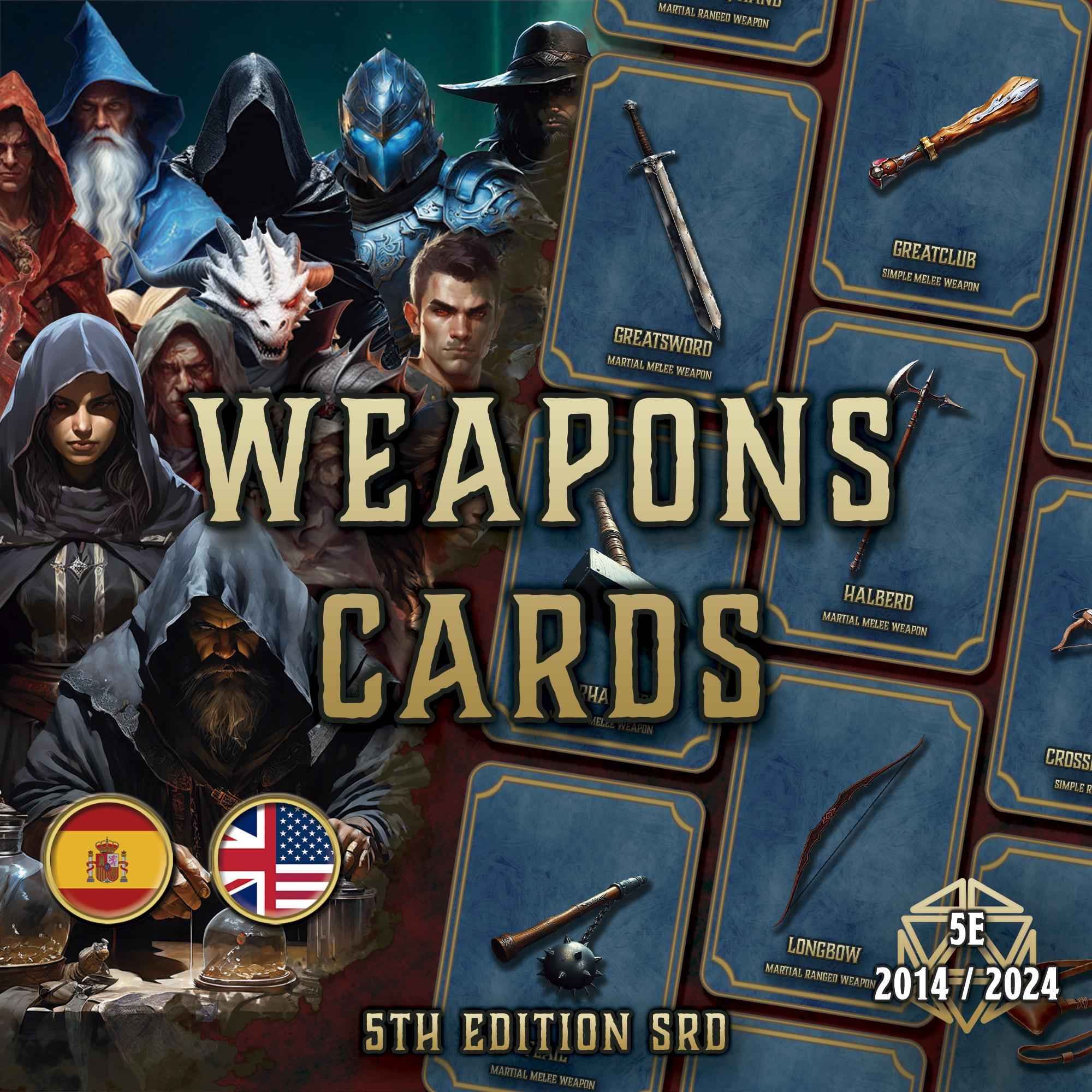 Cartas De Armas DnD 5E 2014 Y 2024 Imprimible Digital