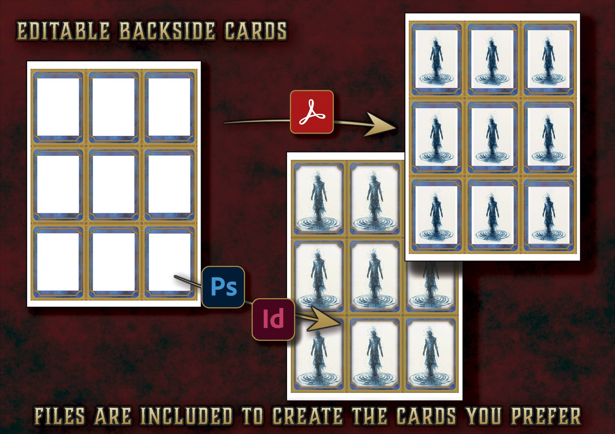 Producto digital Cartas de Magia Salvaje D&D 5E 2023 con diseño editable para crear cartas personalizadas