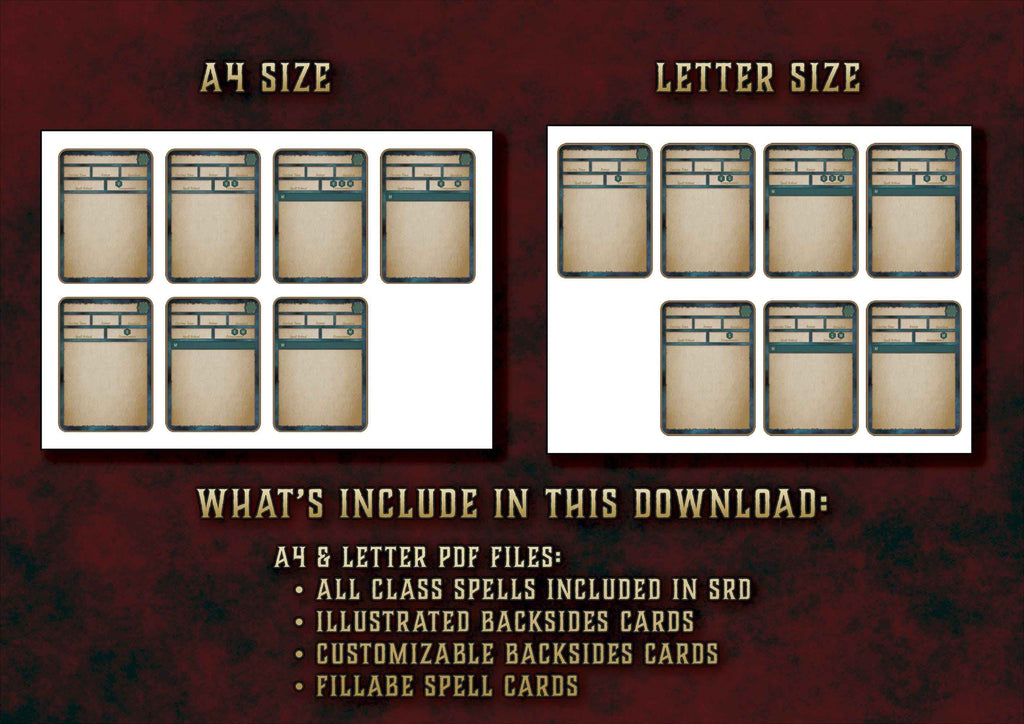 Cartas Ilustradas De Conjuros DnD 5E Bardo 2014 Y 2024 Imprimible Digital