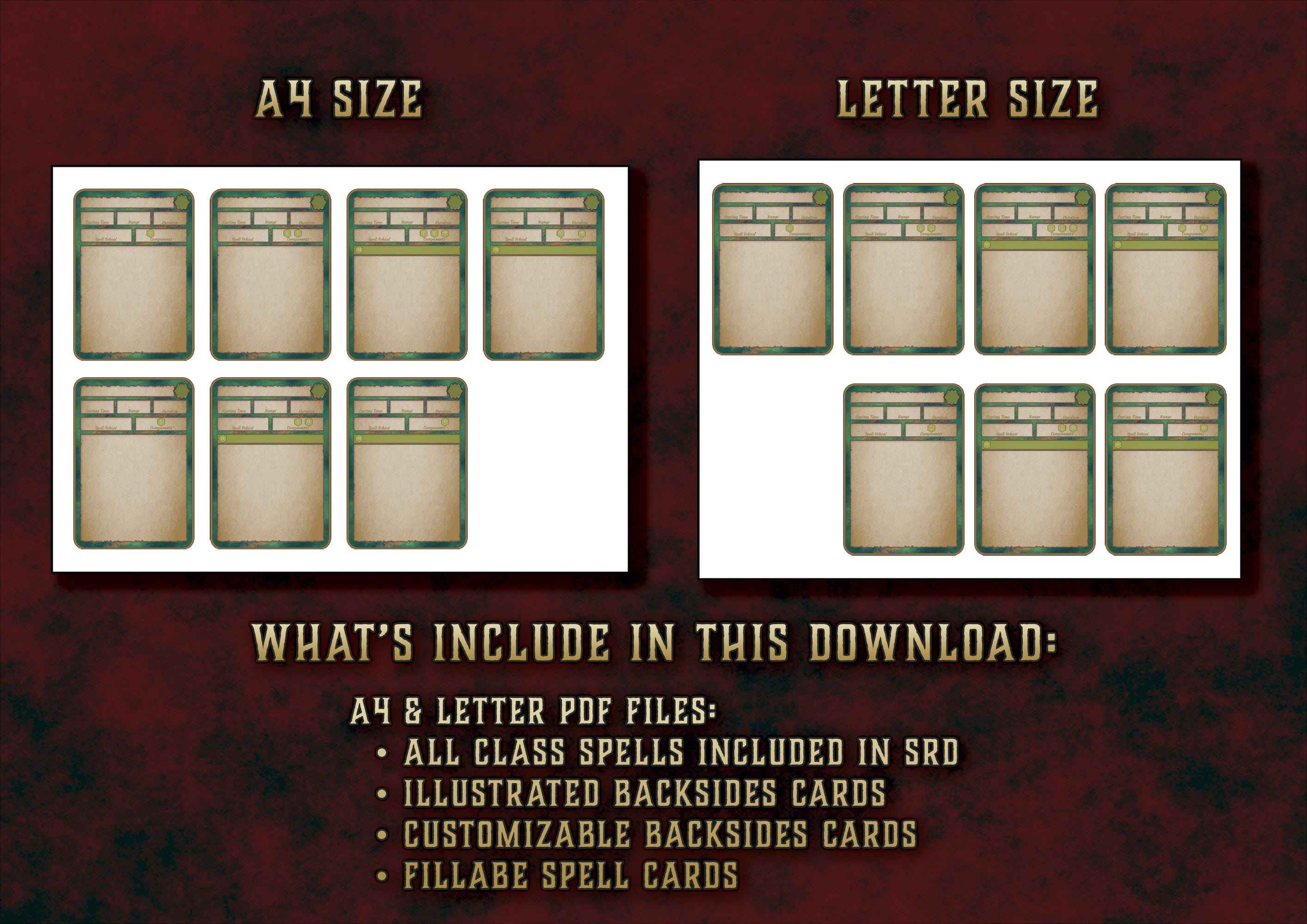 Cartas Ilustradas De Conjuros DnD 5E Druida 2014 Y 2024 Imprimible Digital