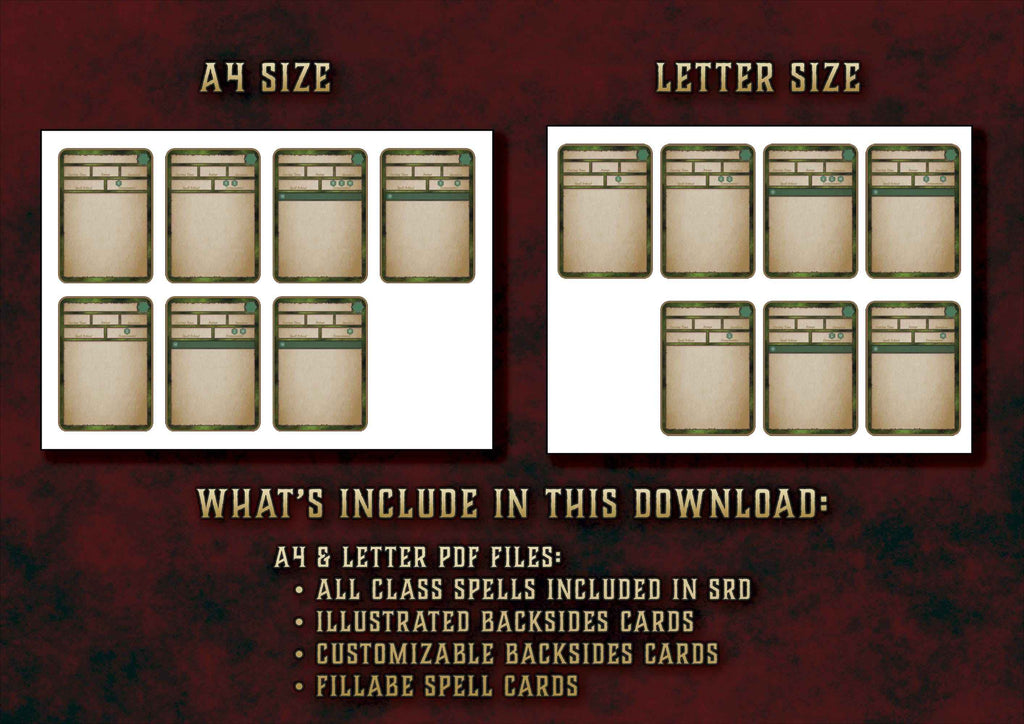 Cartas Ilustradas De Conjuros DnD 5E Explorador 2014 Y 2024 Imprimible Digital