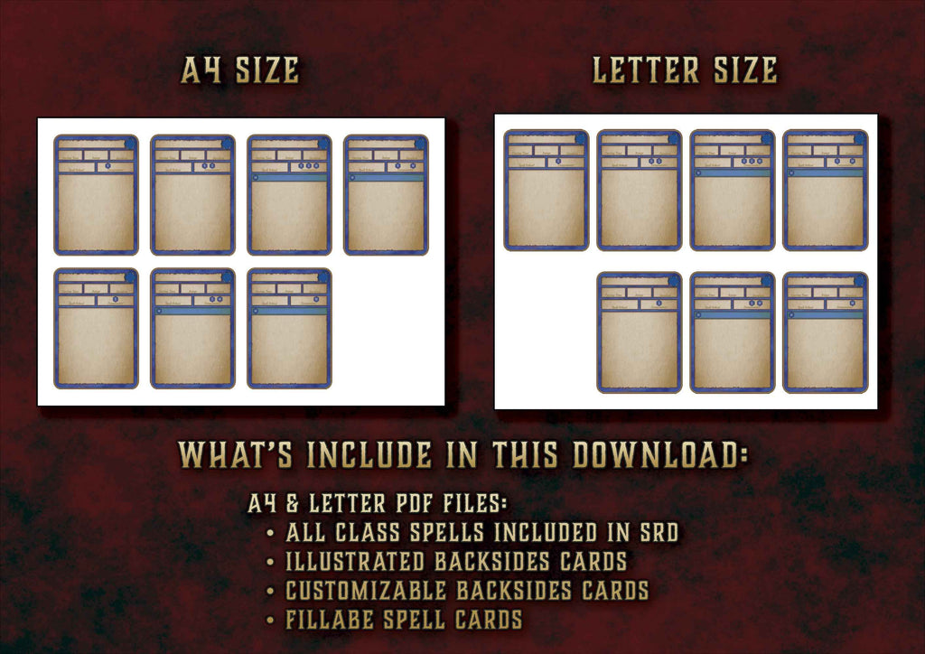 Cartas Ilustradas De Conjuros DnD 5E Hechicero 2014 Y 2024 Imprimible Digital