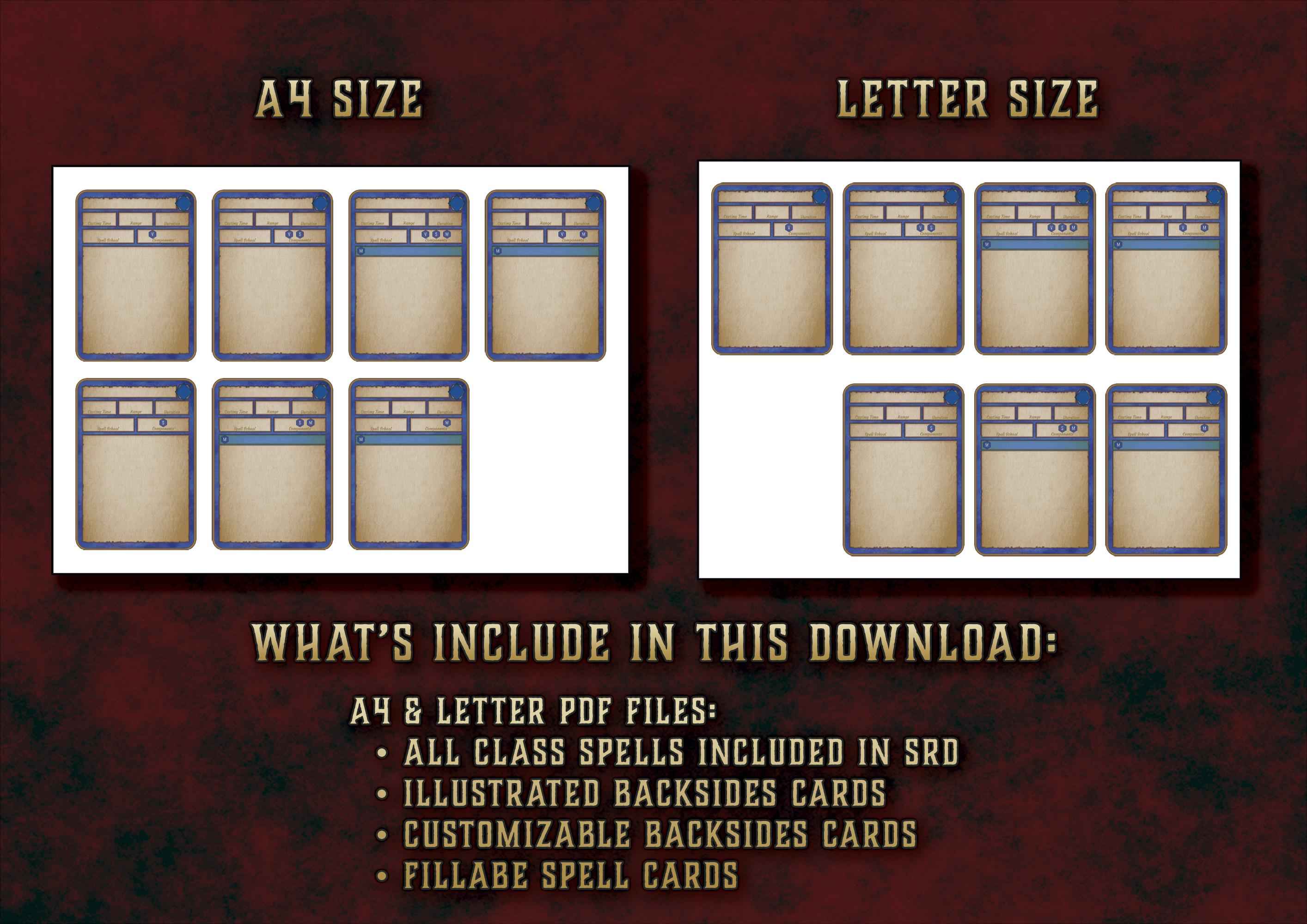 Cartas Ilustradas De Conjuros DnD 5E Hechicero 2014 Y 2024 Imprimible Digital