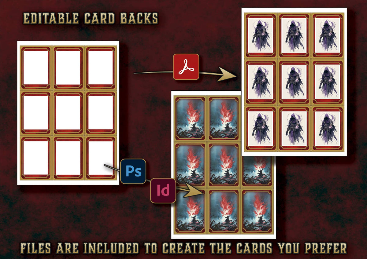Producto digital Cartas Ilustradas Conjuros Mago D&D 5E editable con archivos para personalizar