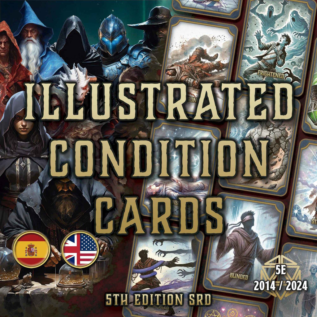 Cartas Ilustradas De Condiciones DnD 5E 2014 Y 2024 Imprimible Digital