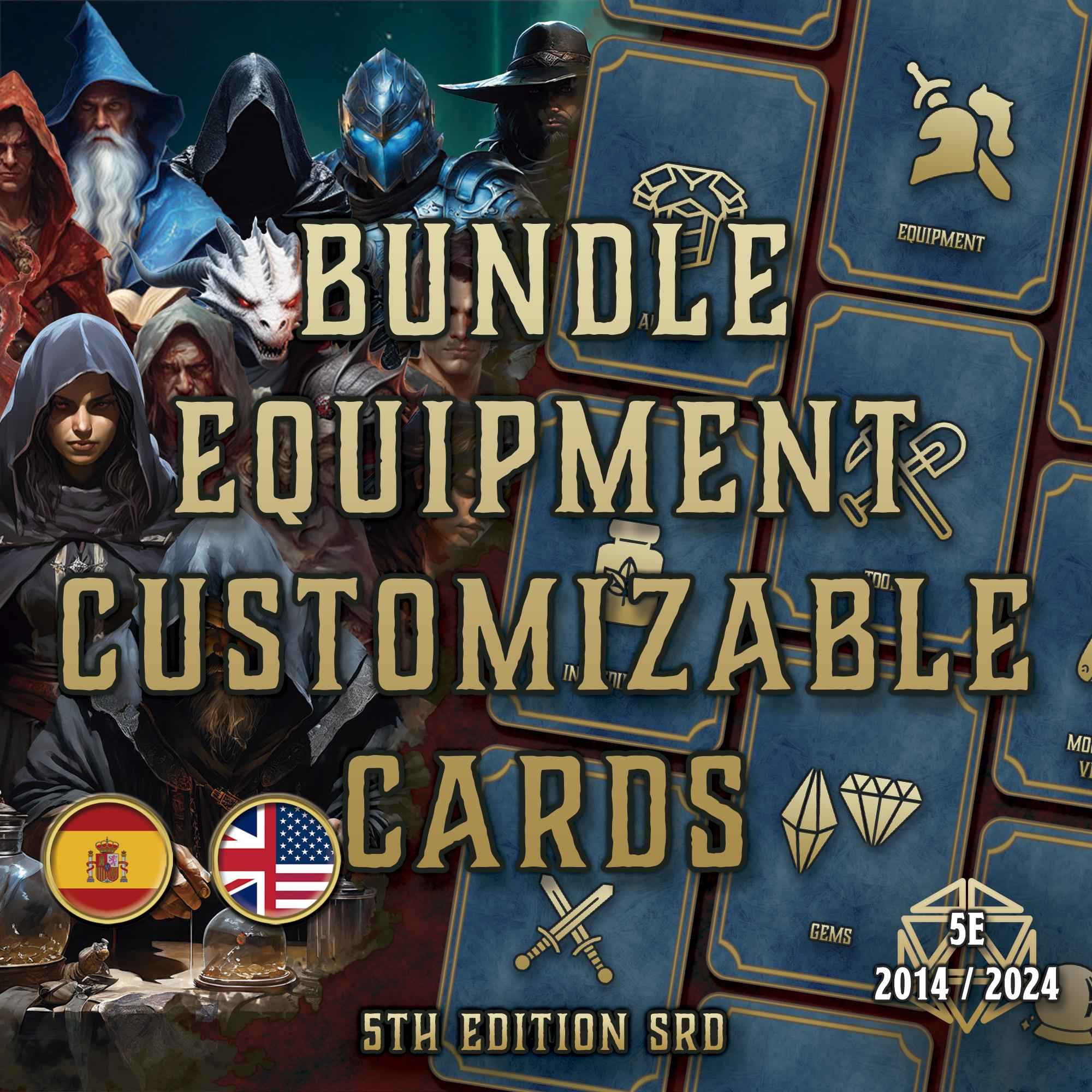 Cartas Personalizables De Equipo DnD 5E 2014 Y 2024 Imprimible Digital
