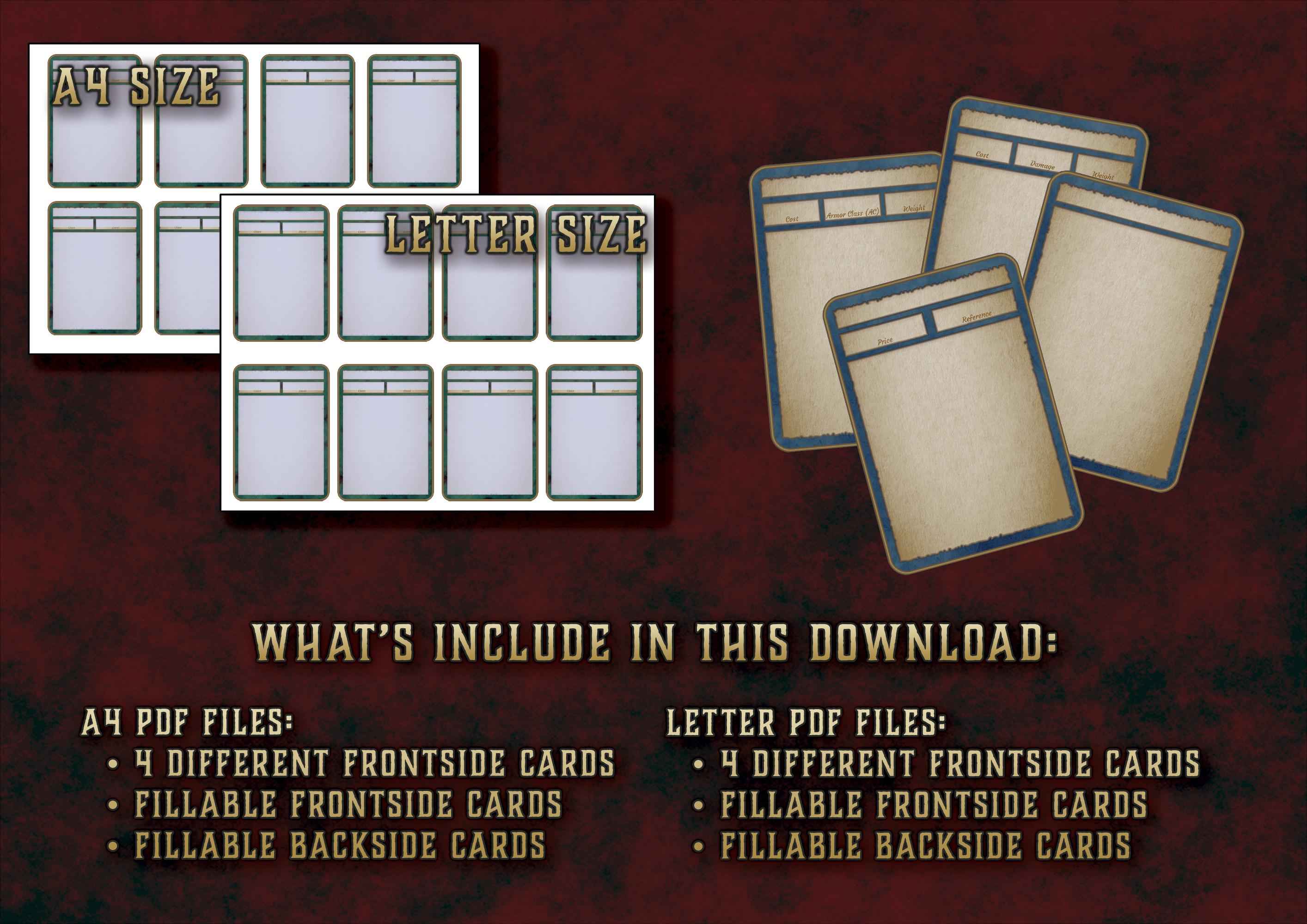 Cartas Personalizables De Equipo DnD 5E 2014 Y 2024 Imprimible Digital