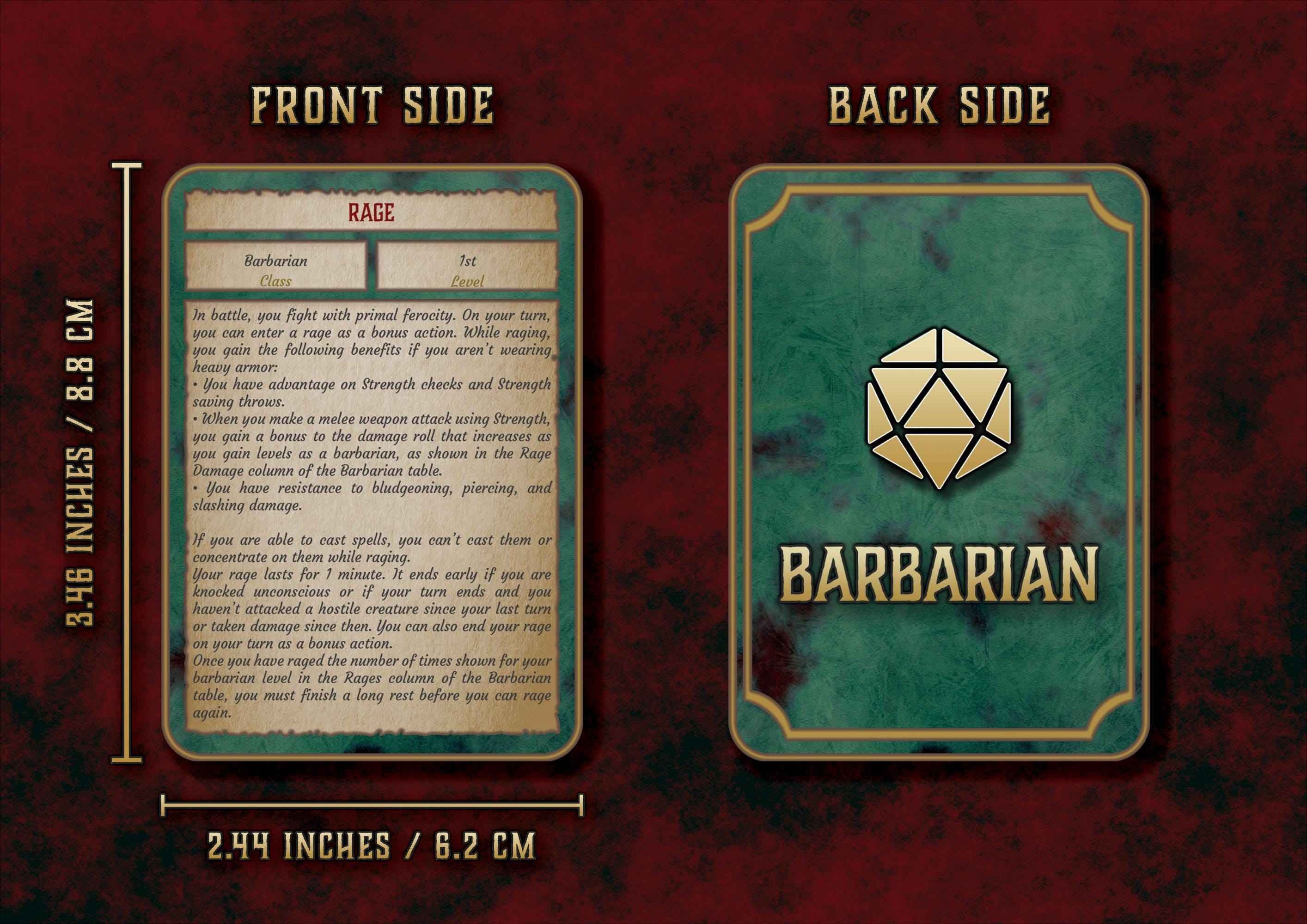 Cartas De Rasgos Y Habilidades DnD 5E Barbaro 2014 Y 2024 Imprimible Digital