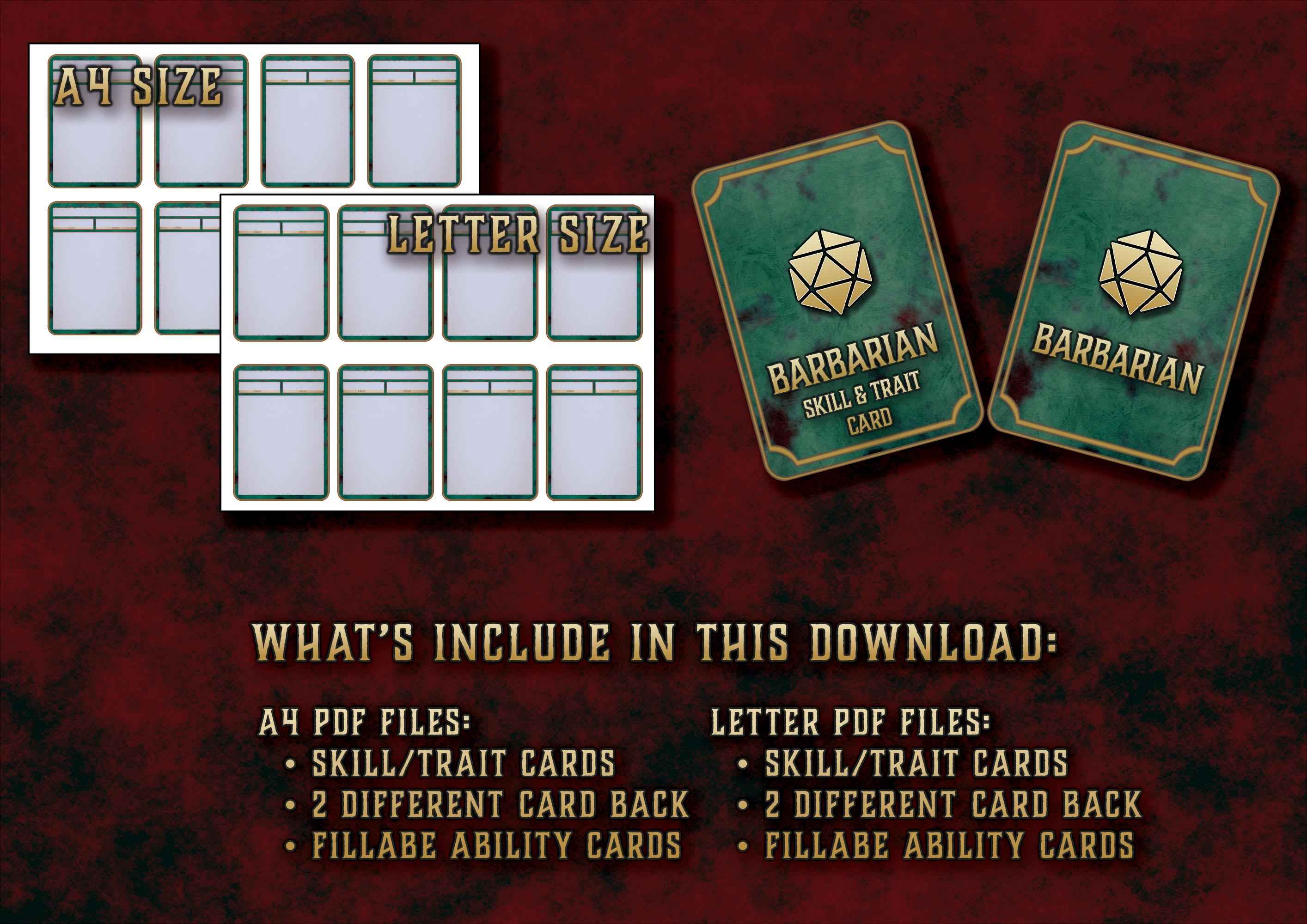 Cartas De Rasgos Y Habilidades DnD 5E Barbaro 2014 Y 2024 Imprimible Digital