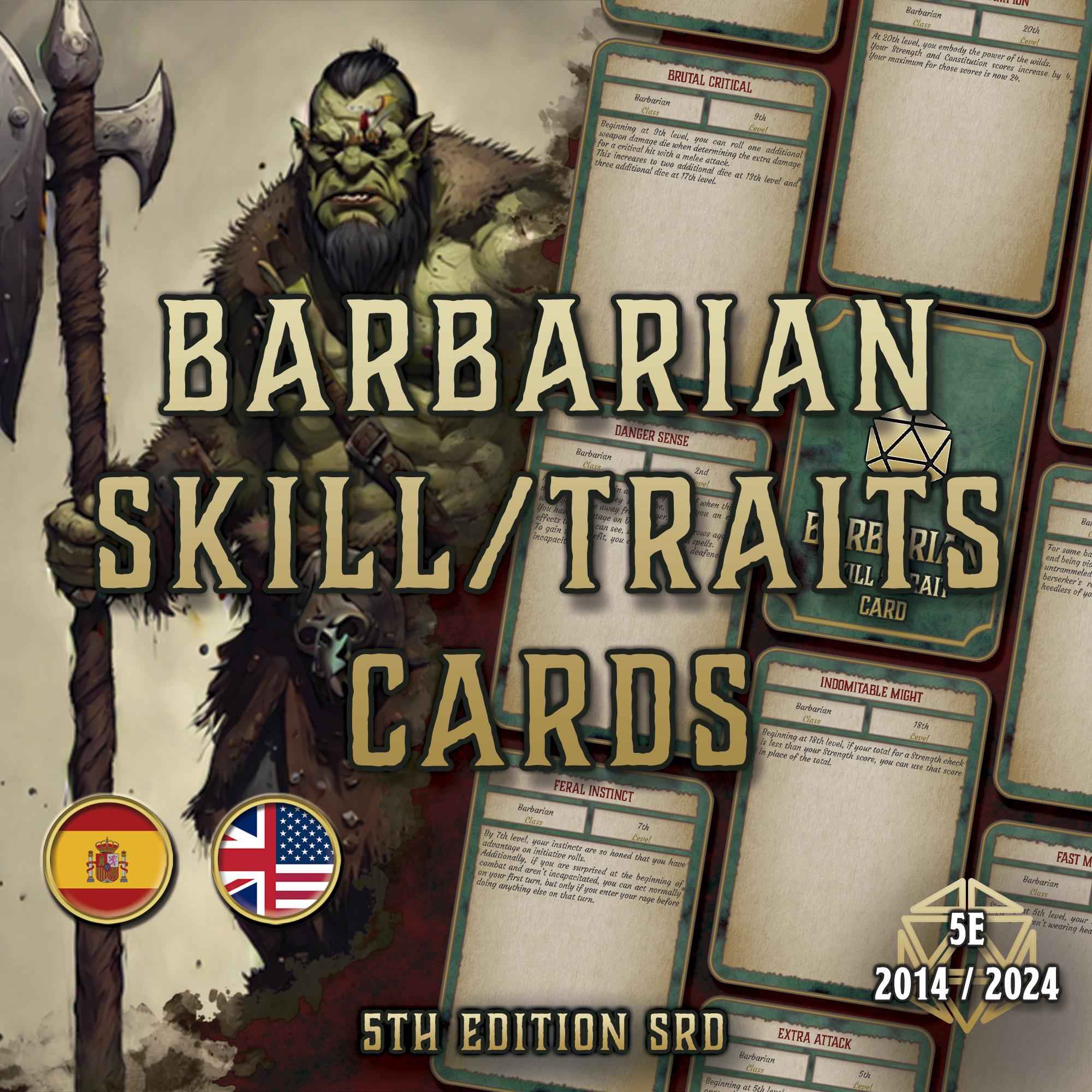 Cartas De Rasgos Y Habilidades DnD 5E Barbaro 2014 Y 2024 Imprimible Digital