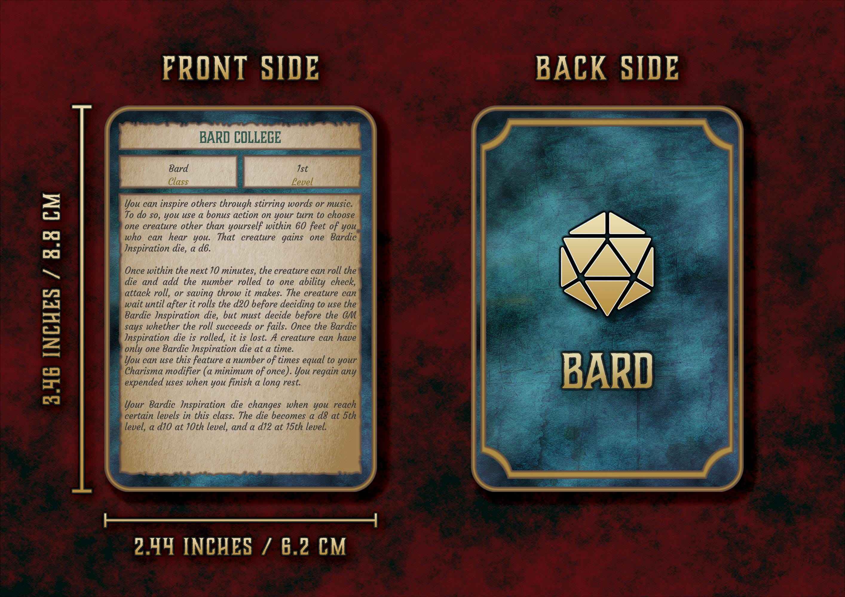 Cartas De Rasgos Y Habilidades DnD 5E Bardo 2014 Y 2024 Imprimible Digital