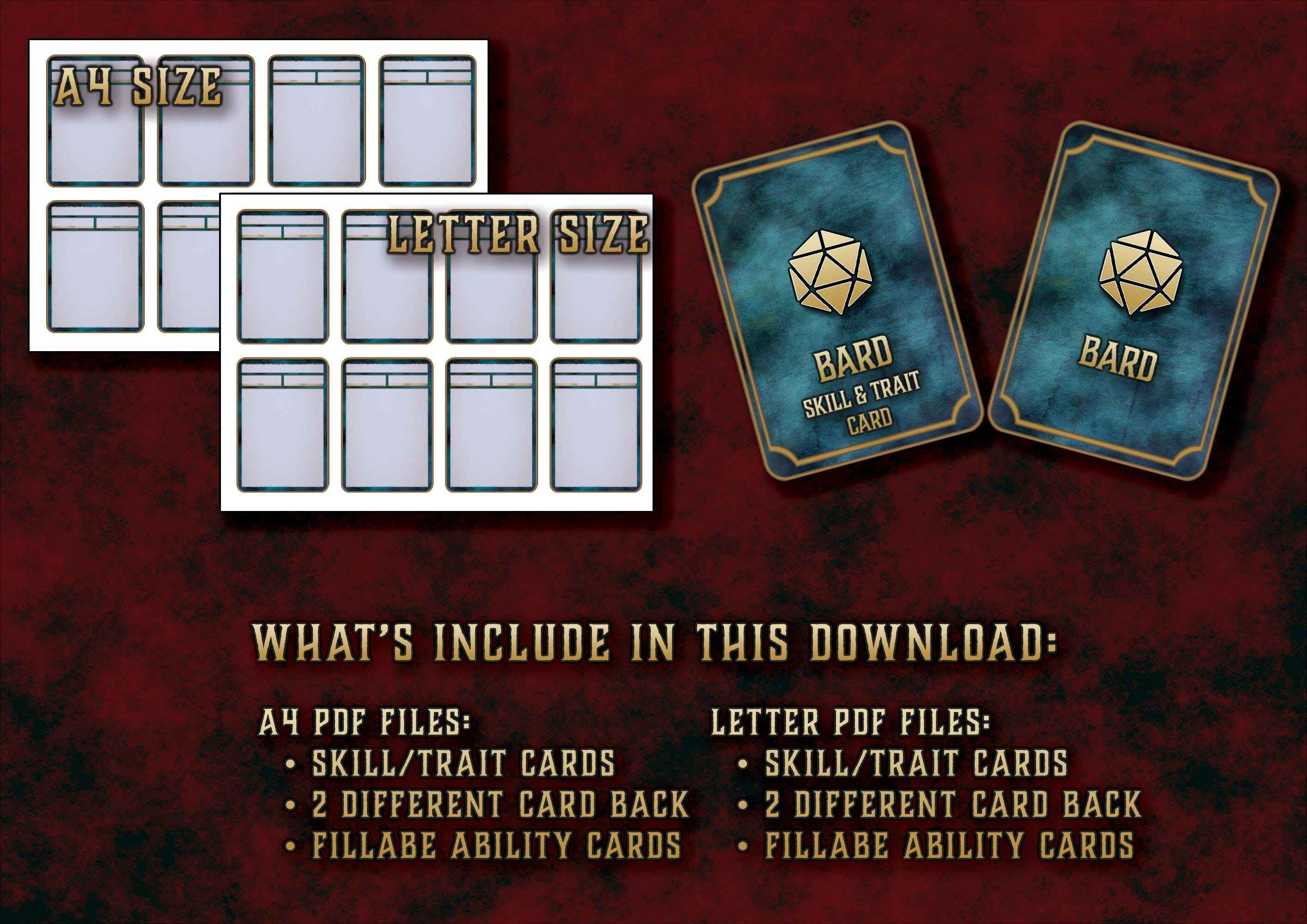 Cartas De Rasgos Y Habilidades DnD 5E Bardo 2014 Y 2024 Imprimible Digital