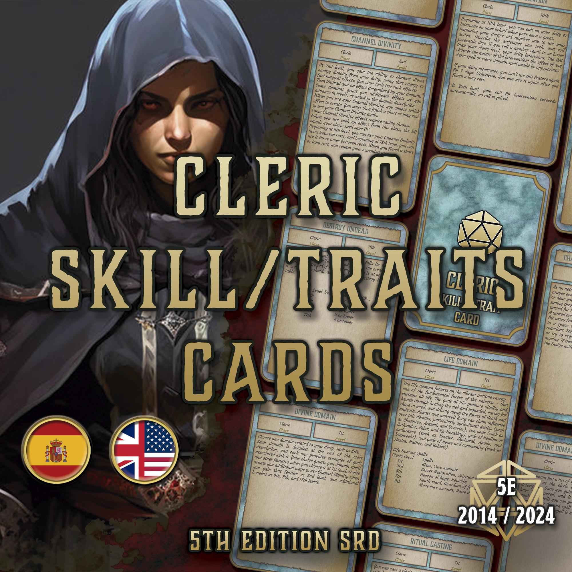 Cartas De Rasgos Y Habilidades DnD 5E Clerigo 2014 Y 2024 Imprimible Digital