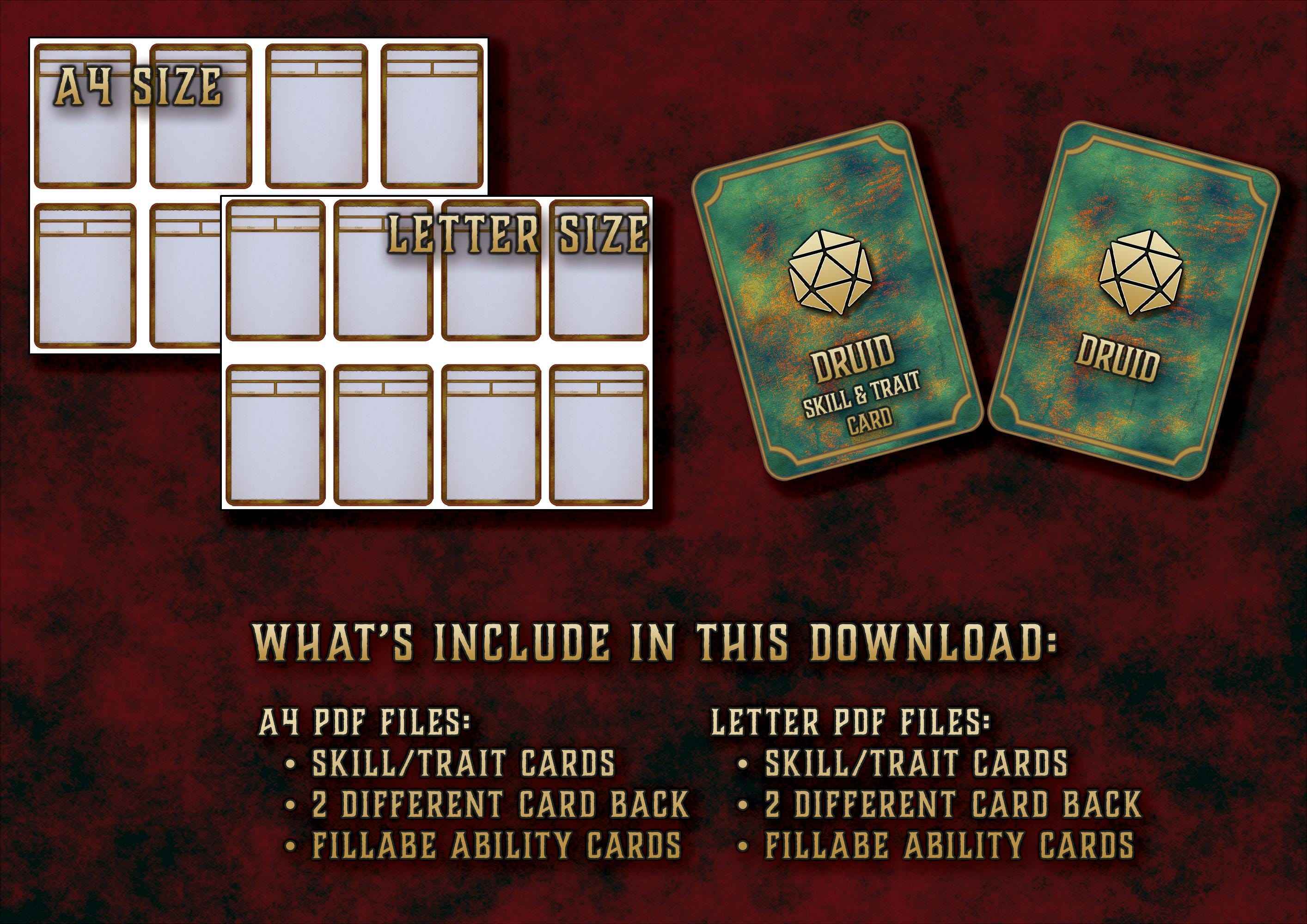 Cartas De Rasgos Y Habilidades DnD 5E Druida 2014 Y 2024 Imprimible Digital